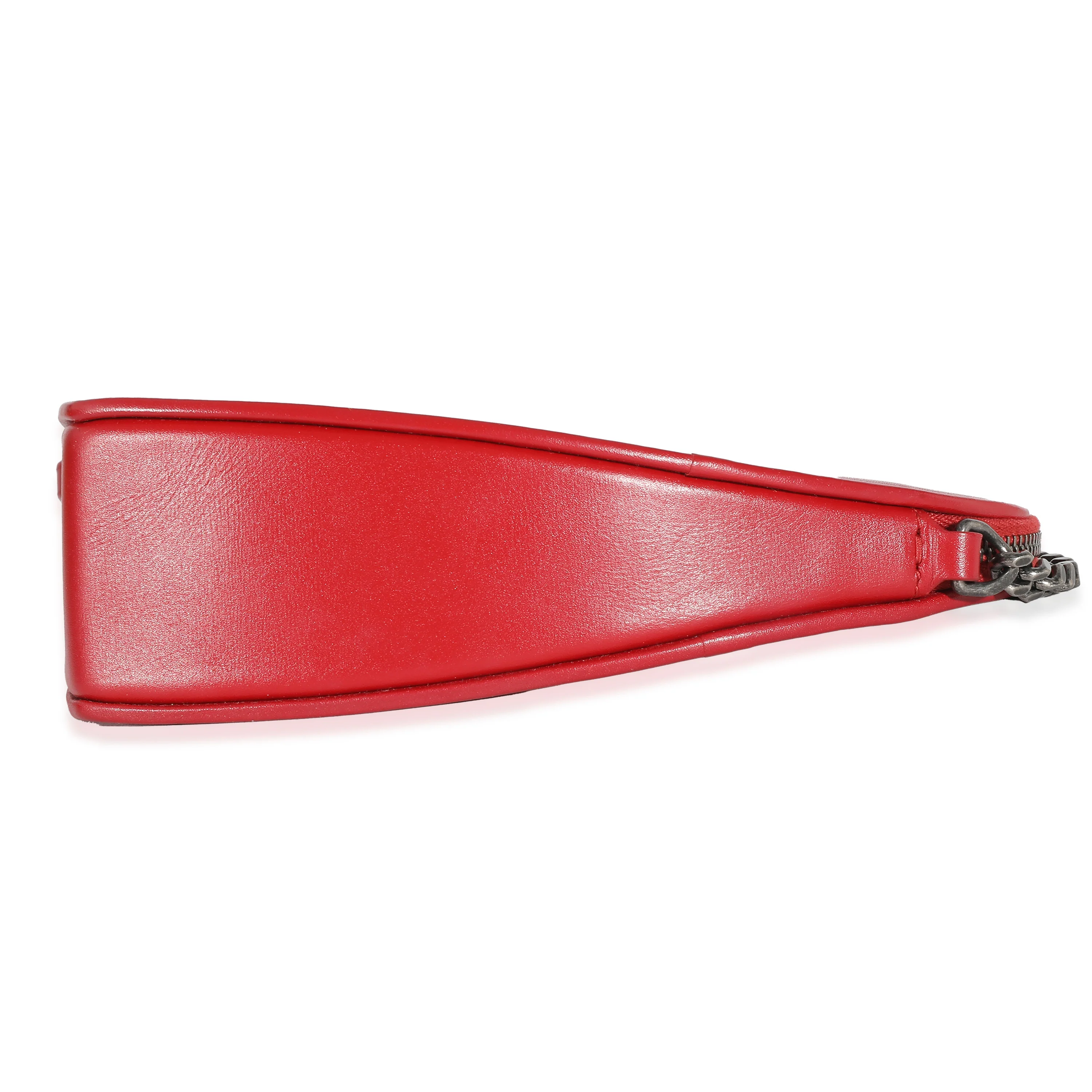 Saint Laurent Red Smooth Calfskin Heart Monogram Tassel Bag - Image 5