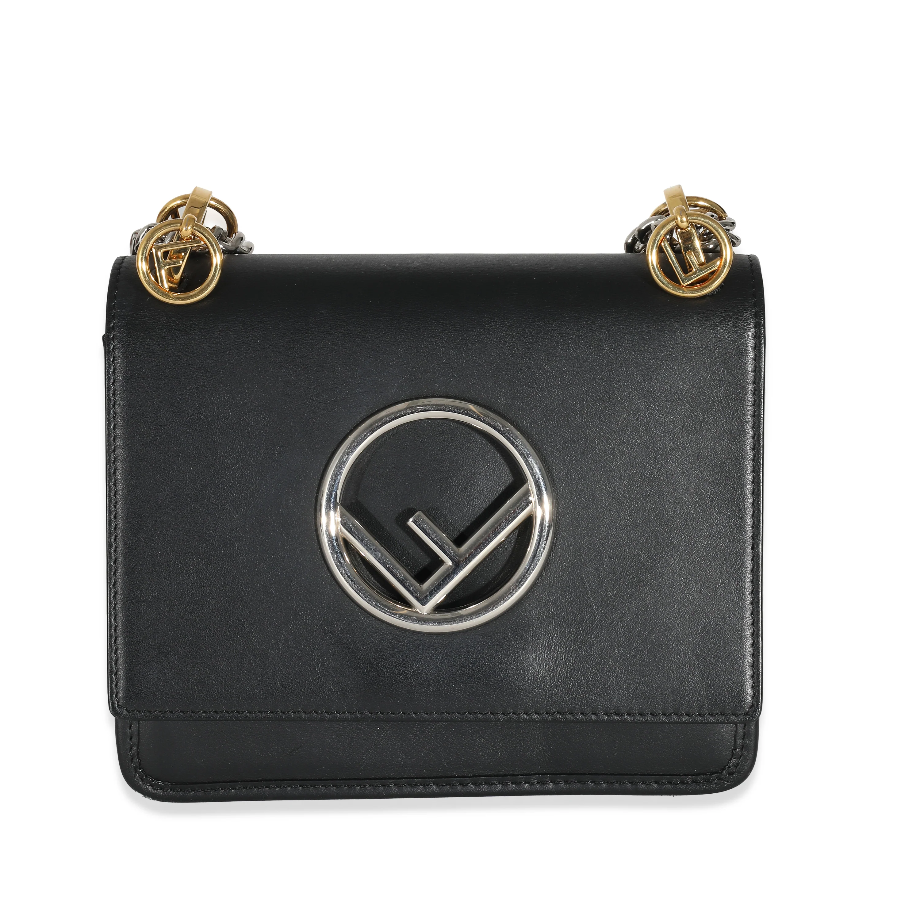 Fendi Black Vitello Century Opaco F is Fendi Kan I Bag