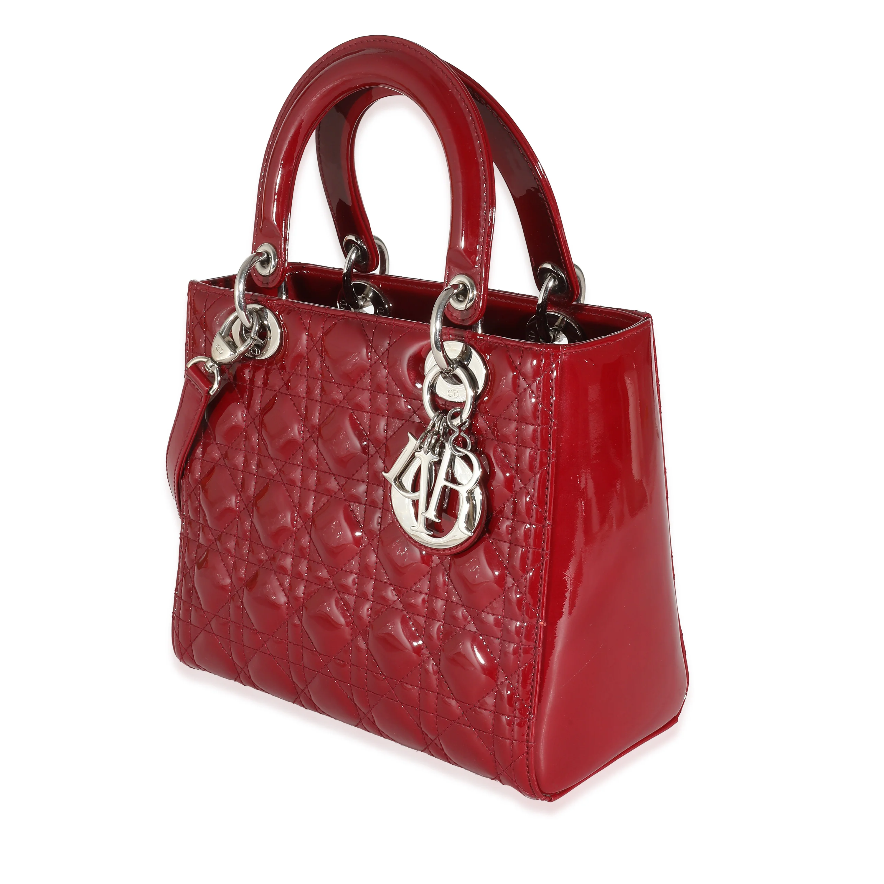 Christian Dior Red Cannage Quilted Patent Medium Lady Dior - Image 2