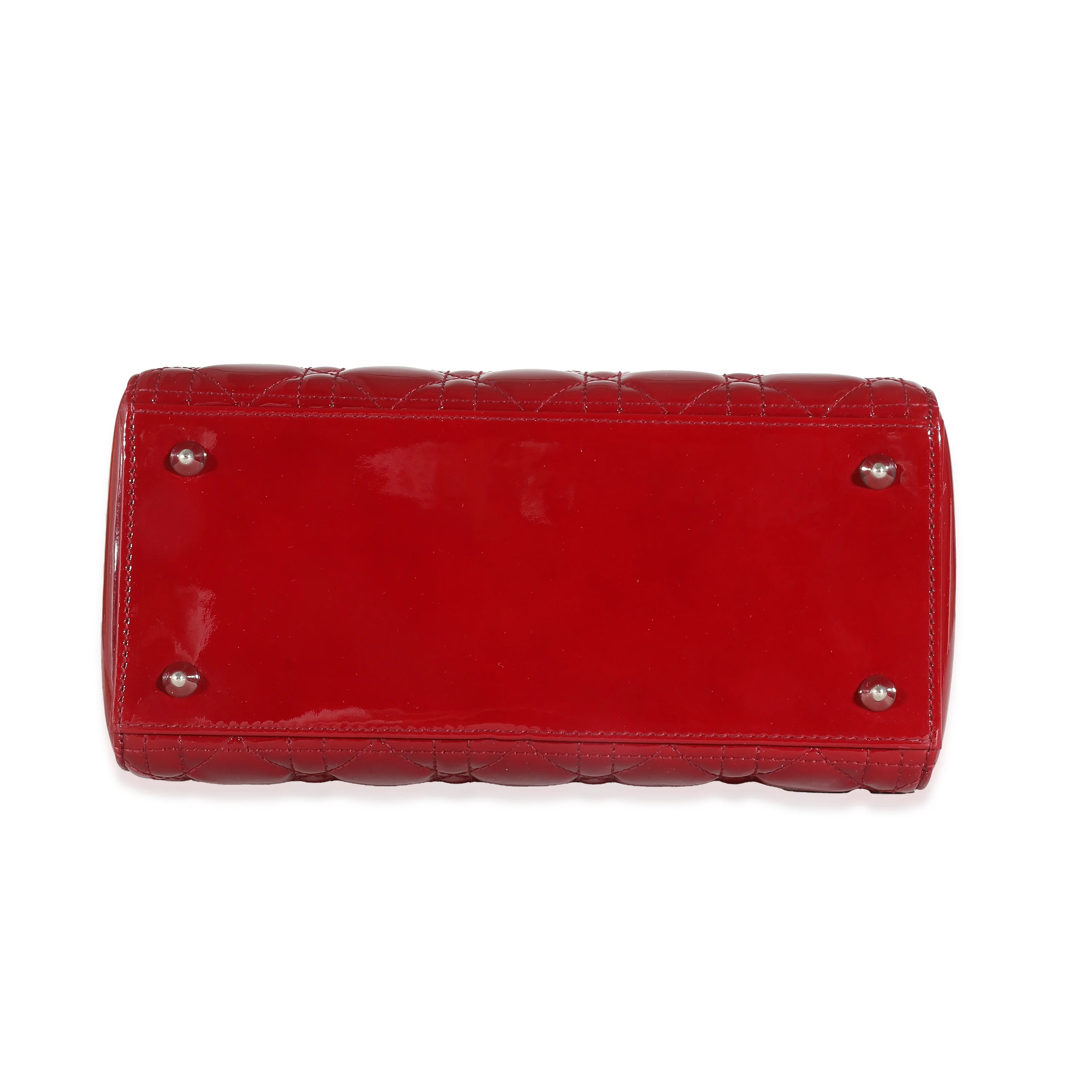 Christian Dior Red Cannage Quilted Patent Medium Lady Dior - Image 5