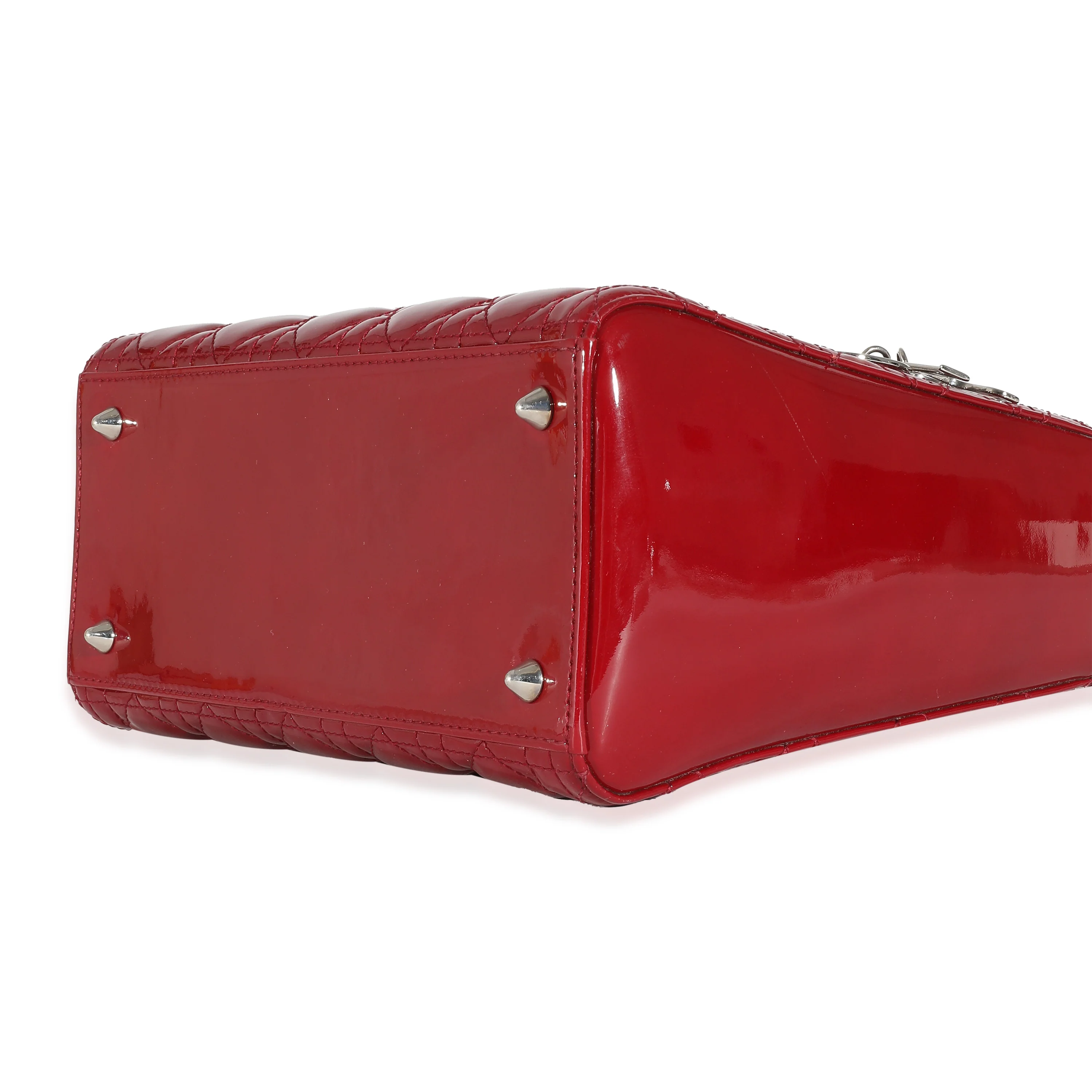 Christian Dior Red Cannage Quilted Patent Medium Lady Dior - Image 6