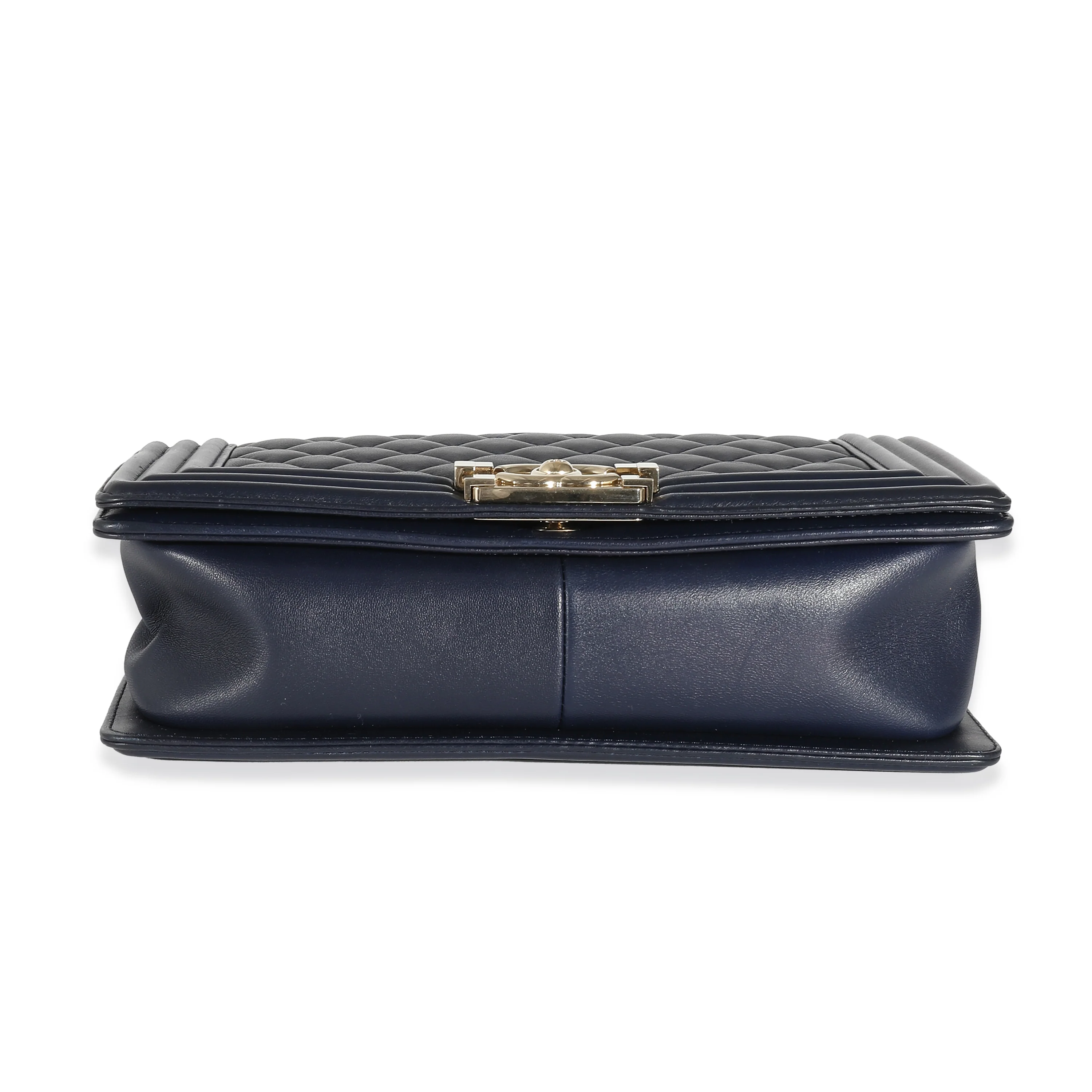 Chanel Navy Quilted Lambskin Medium Boy Bag - Image 5