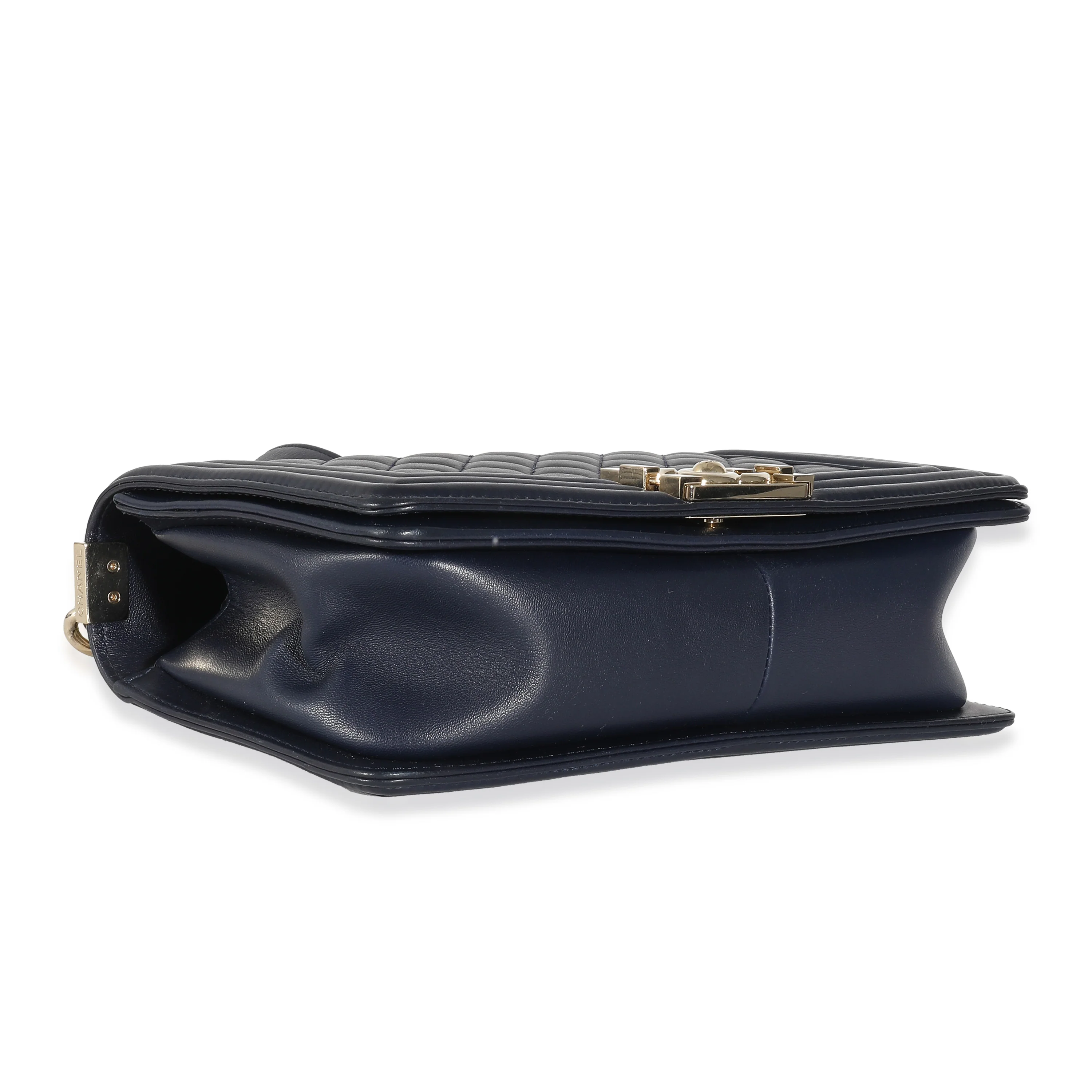 Chanel Navy Quilted Lambskin Medium Boy Bag - Image 6