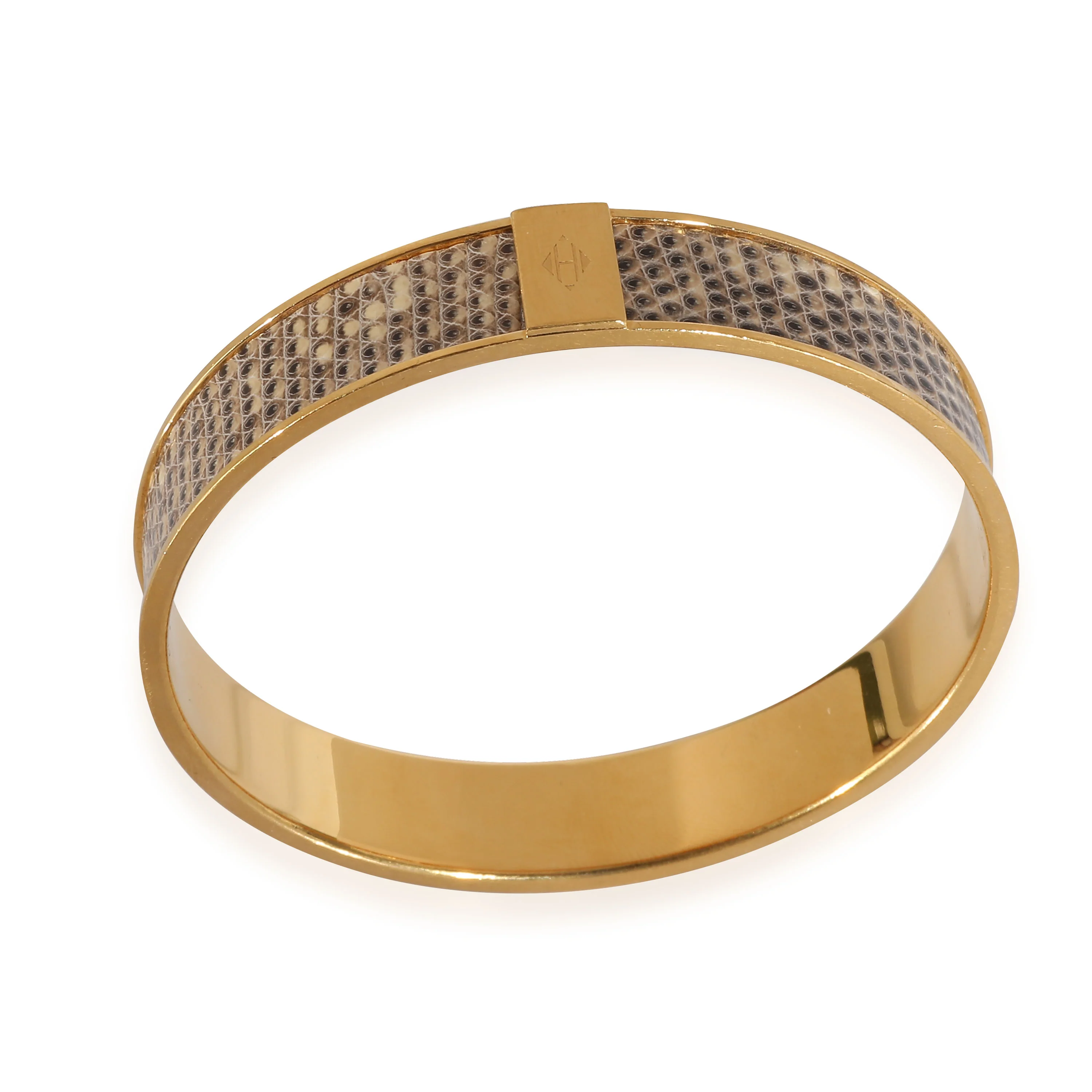 Hermès Gold Plated Wide Lizard Kawaii 12 Bracelet (62MM) - Image 4