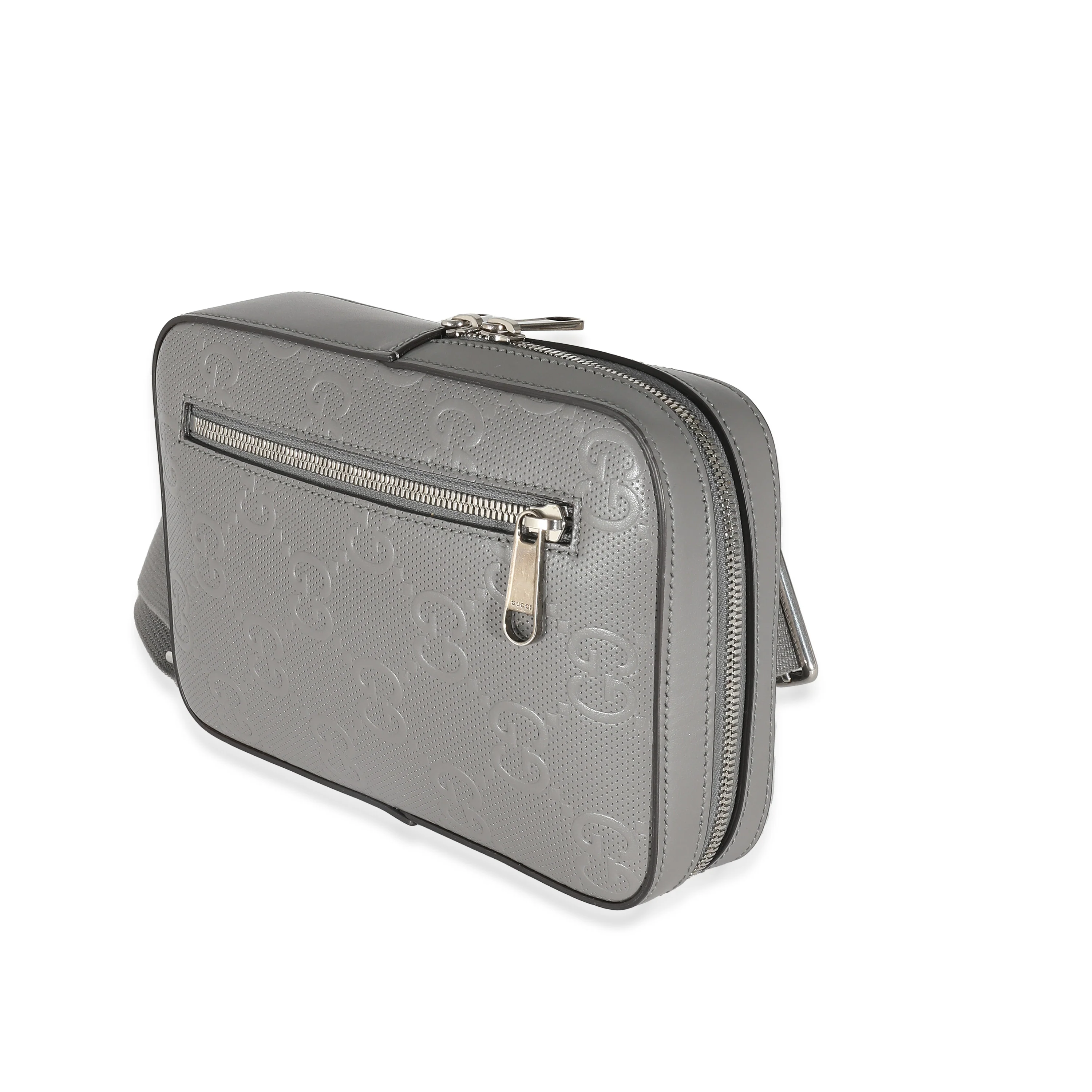 Gucci Grey GG Embossed Leather Sling Bag - Image 7