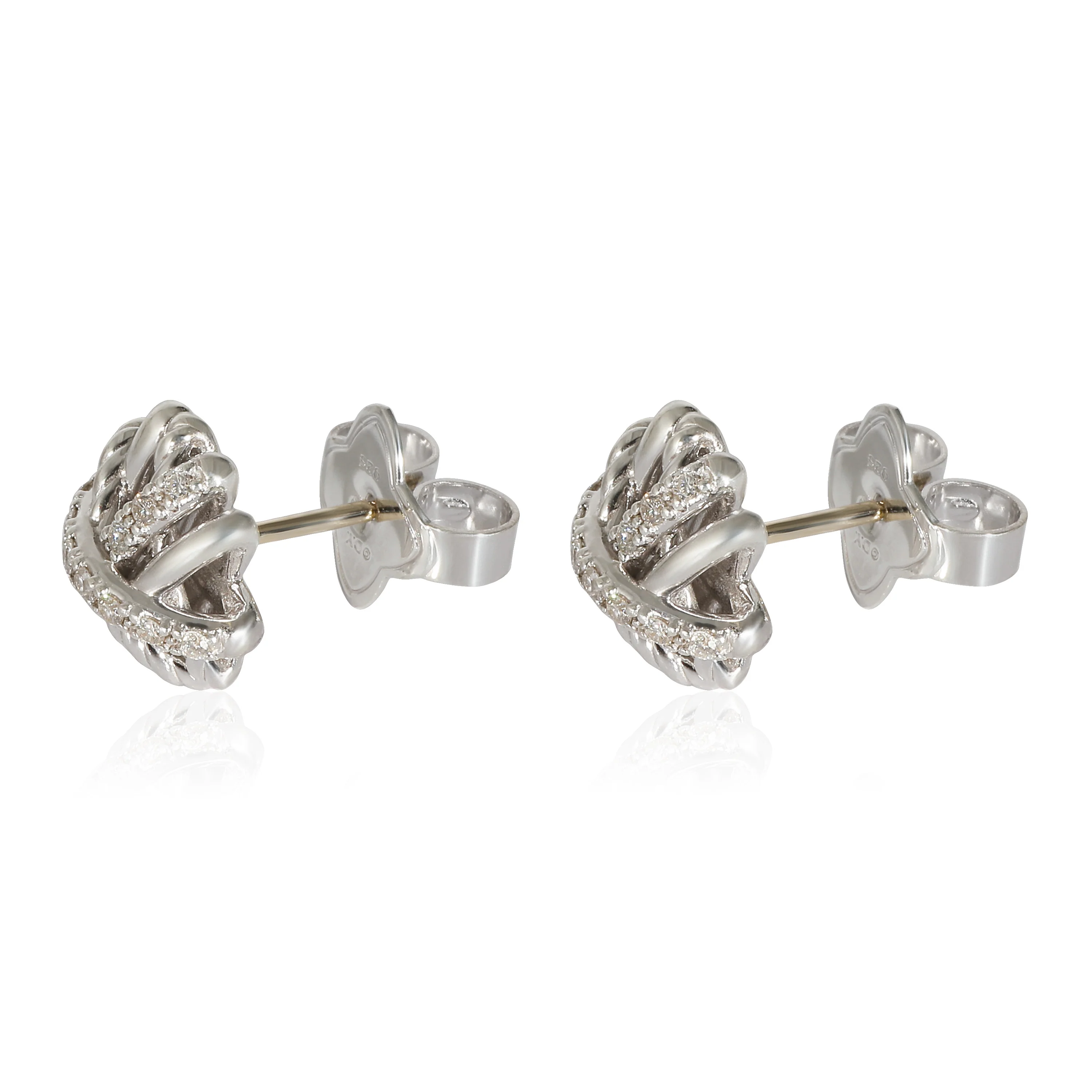 David Yurman Crossover Diamond 11mm Stud Earrings in Sterling Silver 0.2 CTW - Image 4