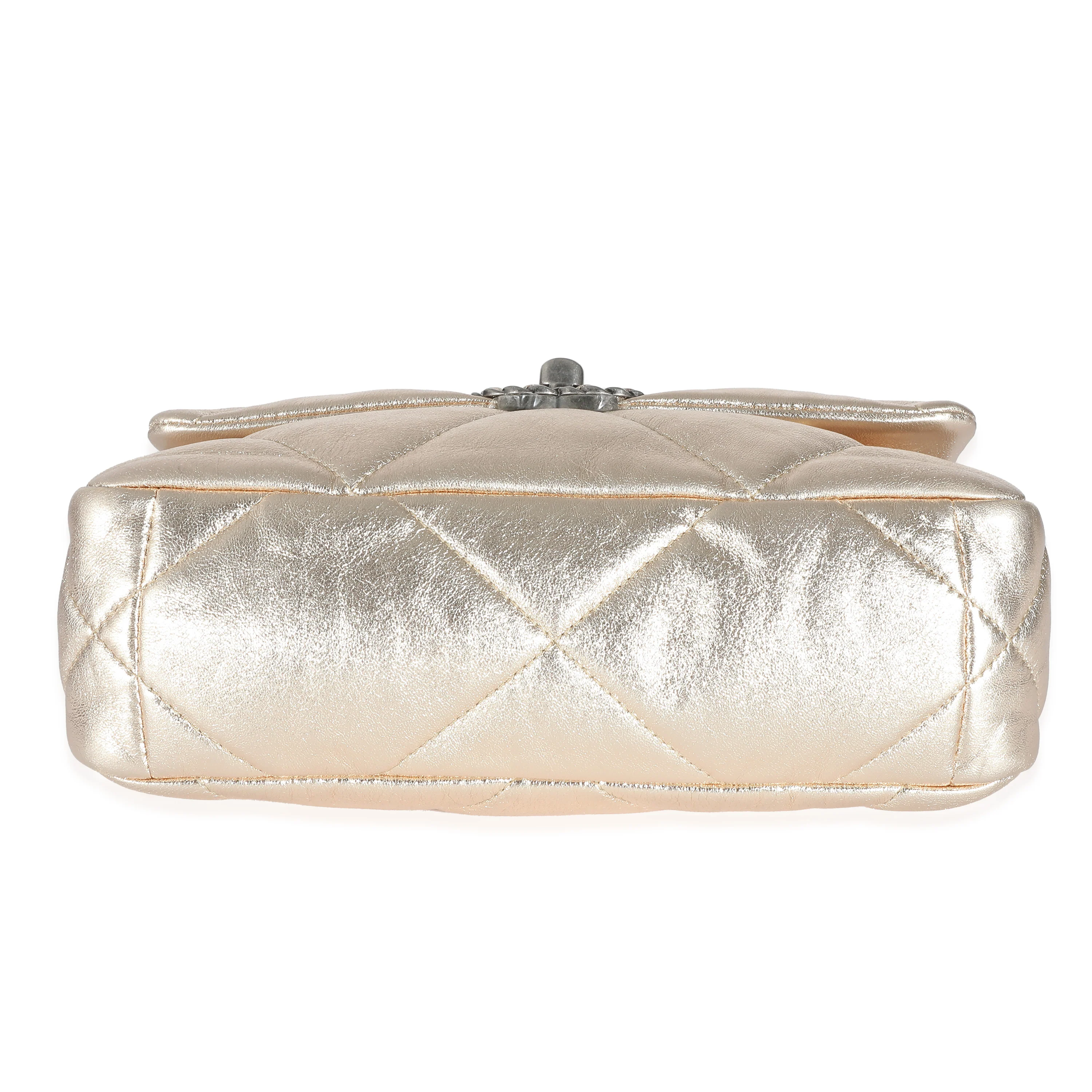 Chanel Gold Metallic Quilted Lambskin Medium Chanel 19 Bag - Image 5