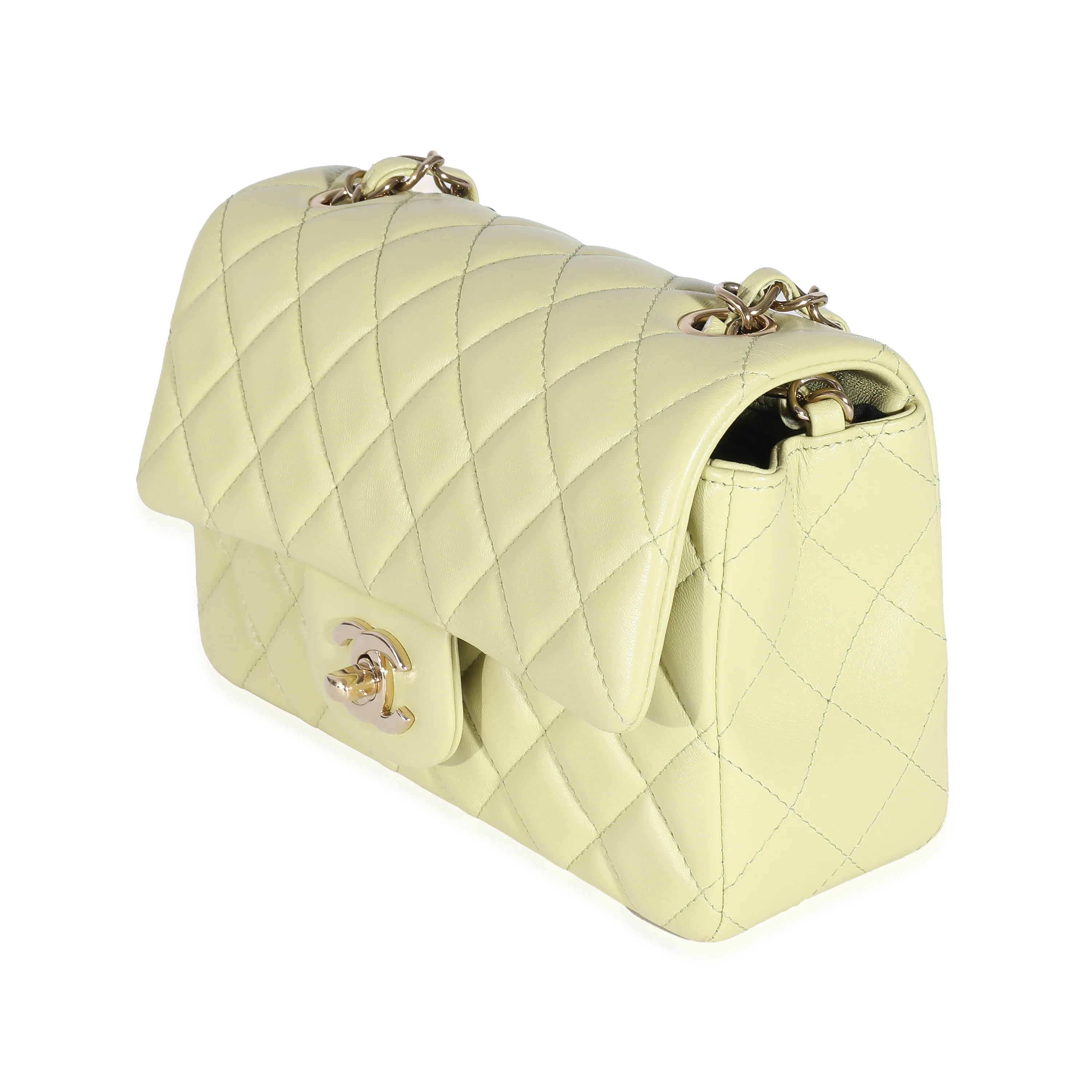 Chanel Light Green Quilted Lambskin Mini Rectangular Flap Bag - Image 2