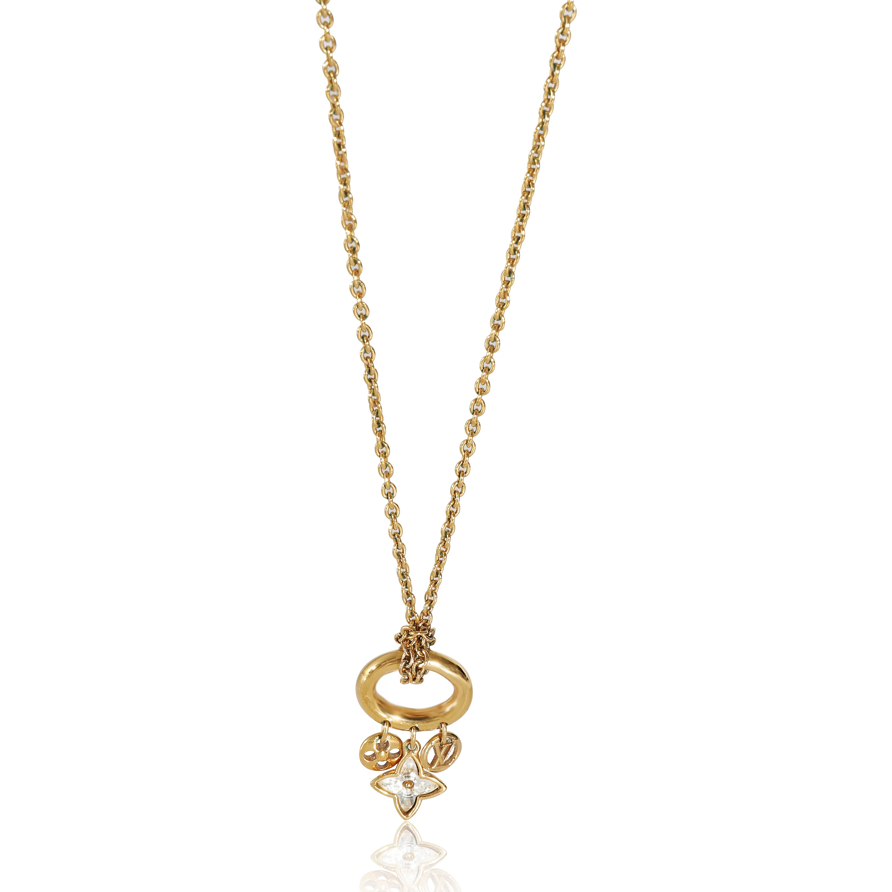 Louis Vuitton Blooming Strass Gold Plated Pendant Necklace