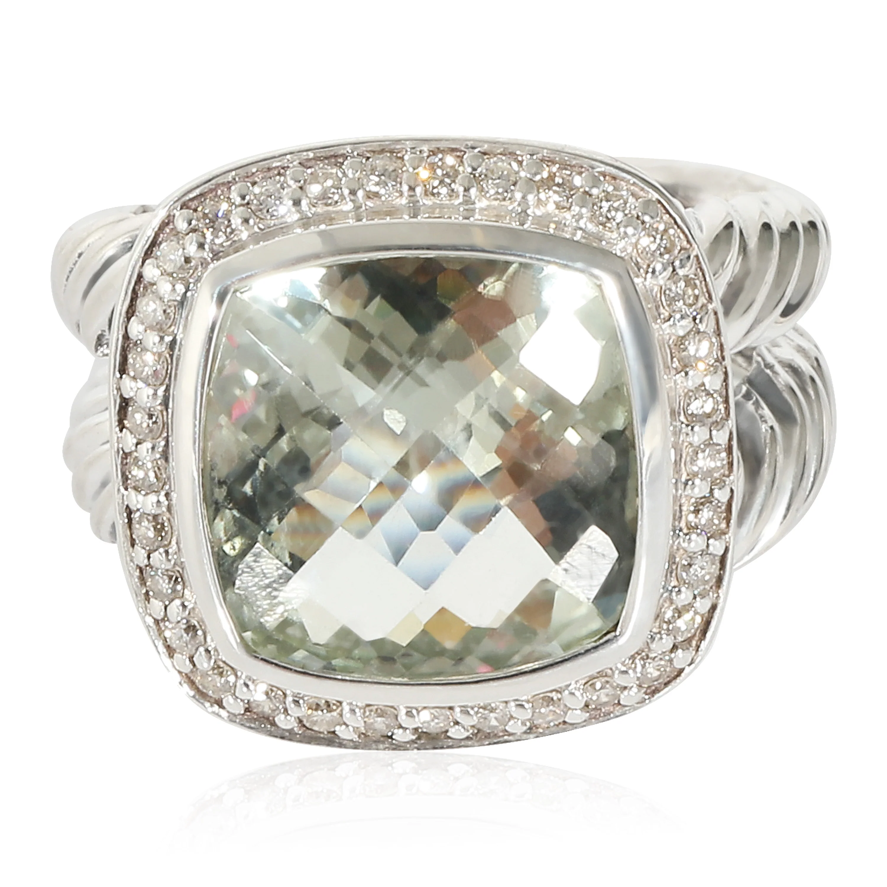 David Yurman Albion Prasiolite & Diamond Ring in Sterling Silver, 11mm