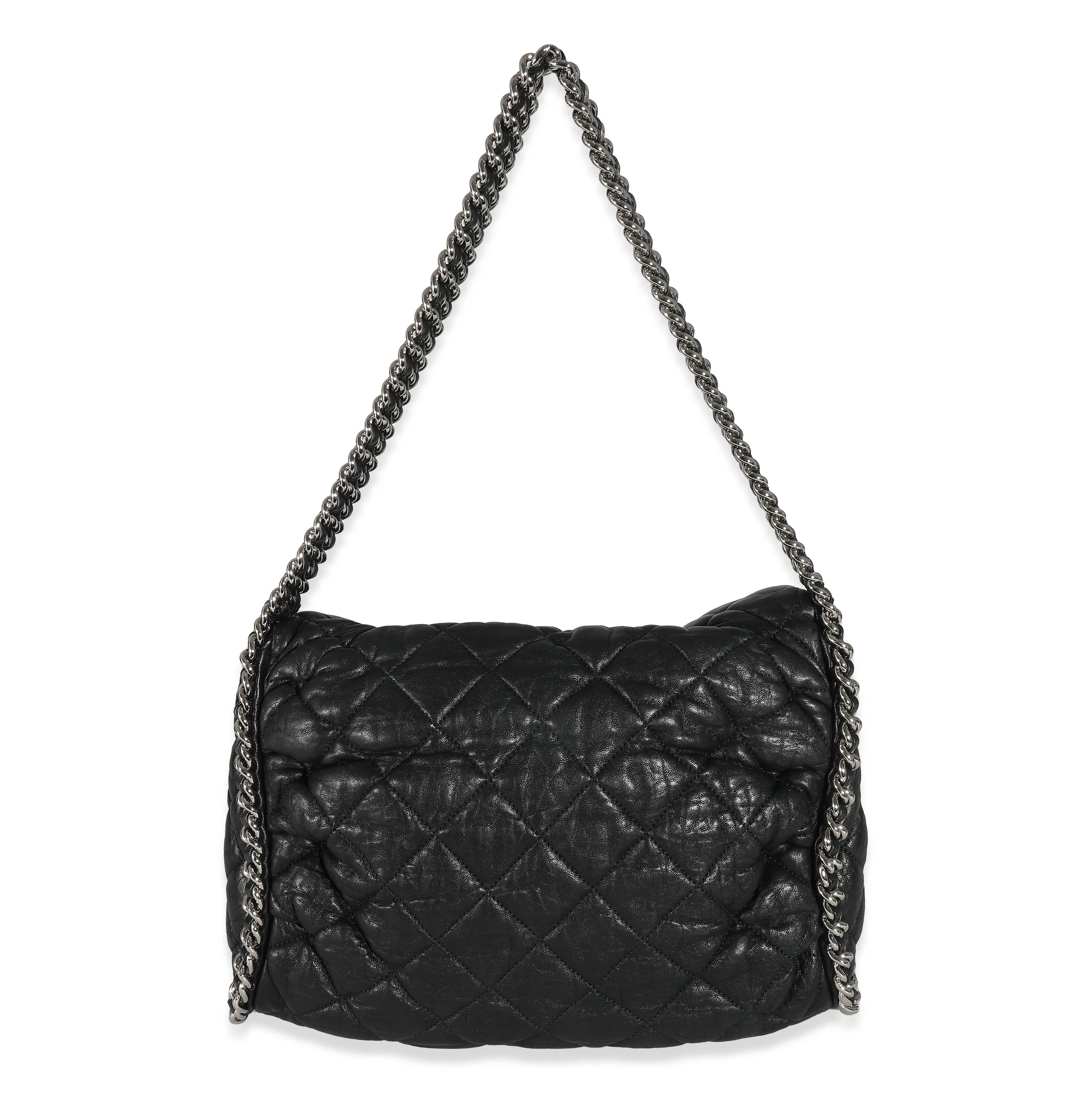 Chanel Black Quilted Washed Lambskin Chain Around Hobo - Image 5