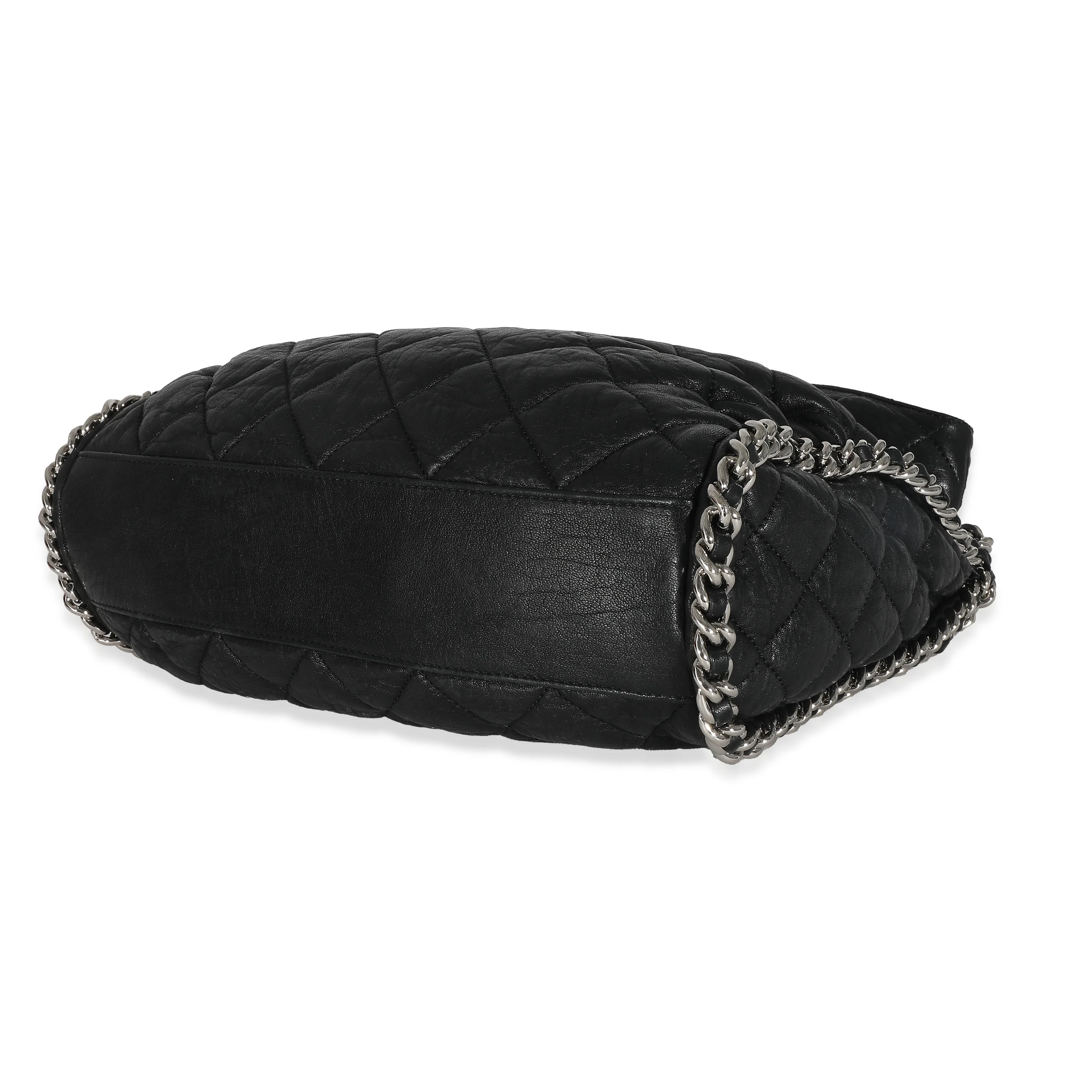 Chanel Black Quilted Washed Lambskin Chain Around Hobo - Image 6