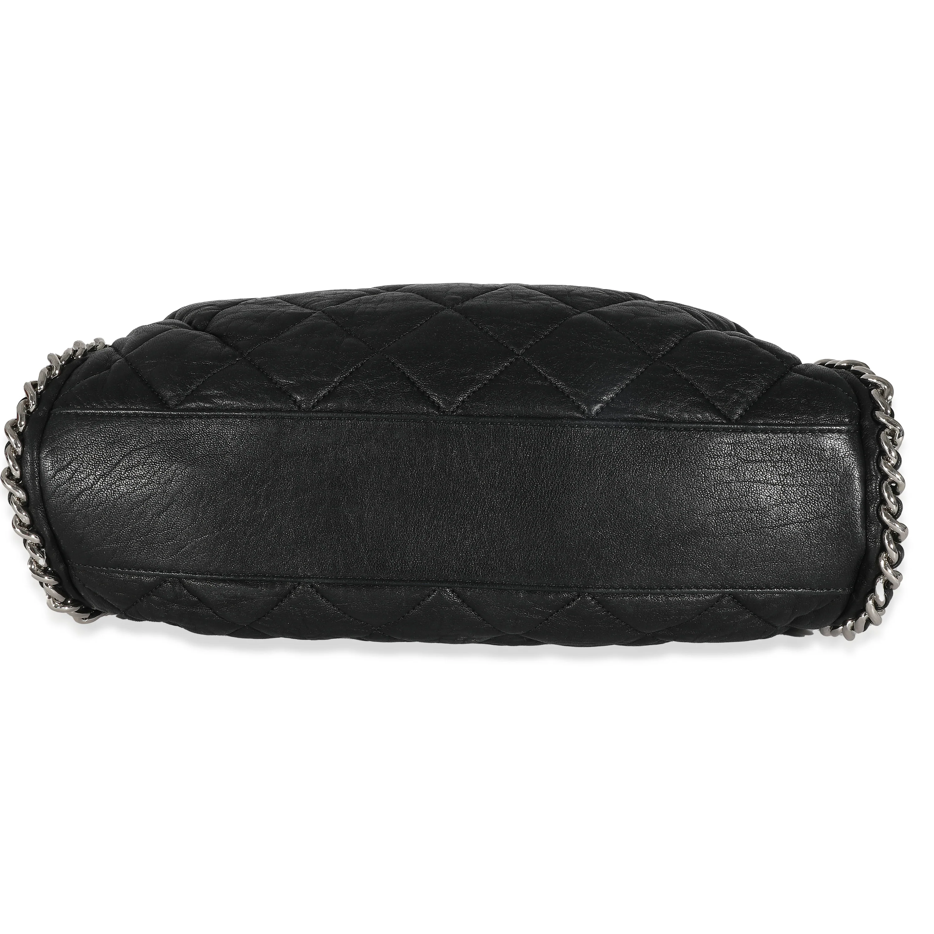 Chanel Black Quilted Washed Lambskin Chain Around Hobo - Image 7