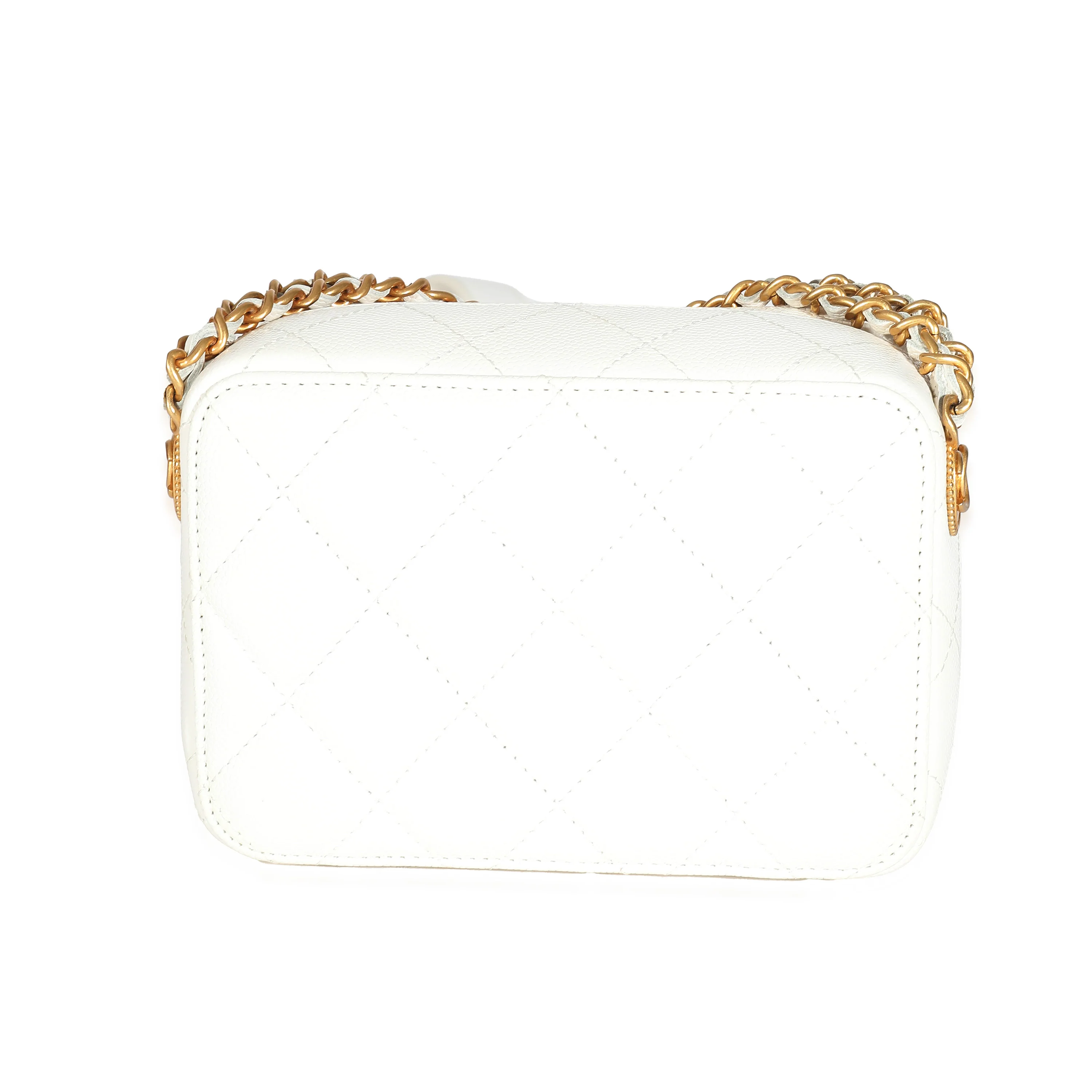 Chanel White Quilted Caviar Twist Your Buttons Clutch With Chain - Image 5