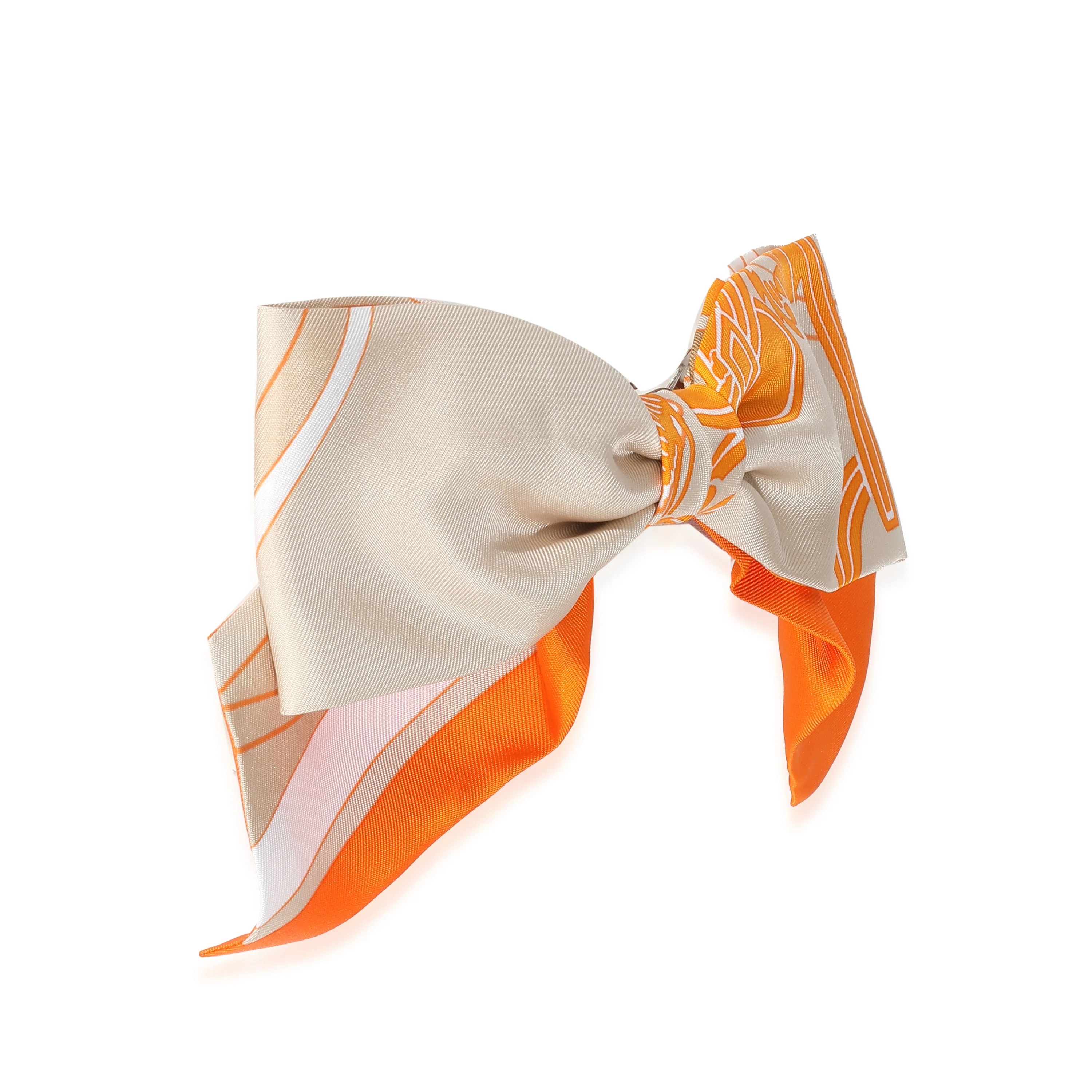 Hermès Silk Beige Palomino Ex-Libris Grenelle Hair Clip - Image 3