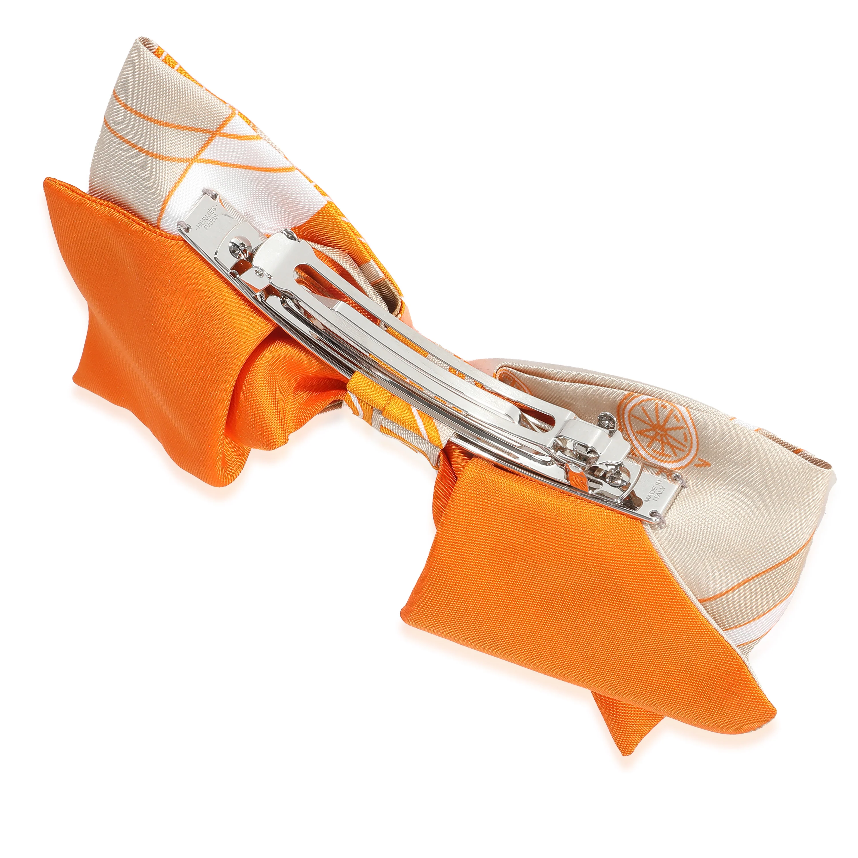 Hermès Silk Beige Palomino Ex-Libris Grenelle Hair Clip - Image 4