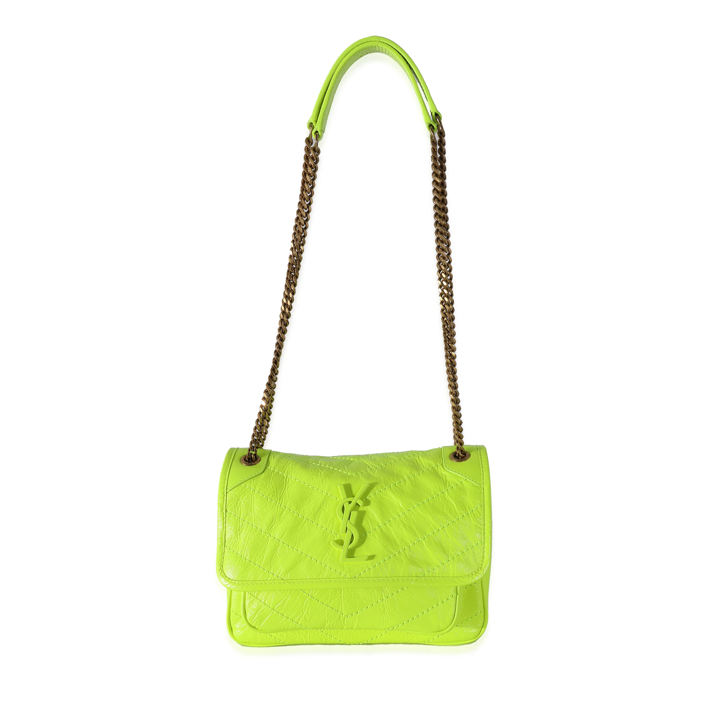 Saint Laurent Yellow Matelassé Crinkled Lambskin Baby Niki Bag - Image 8