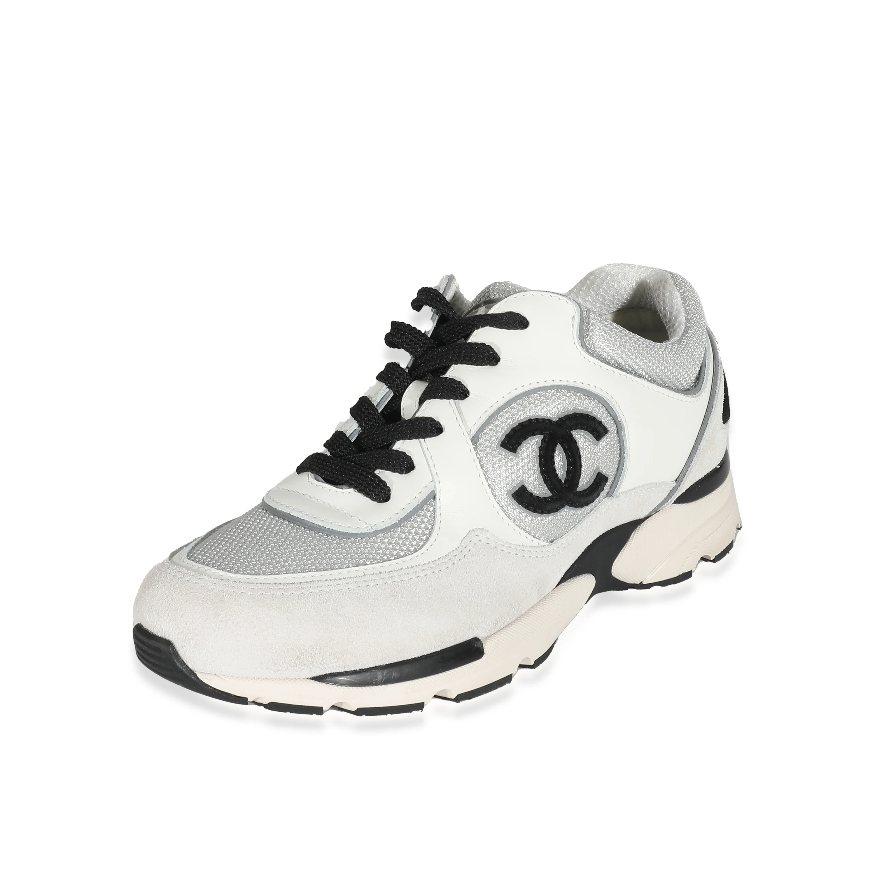 Chanel Mesh Suede Calfskin Grained CC Sneakers - Image 5