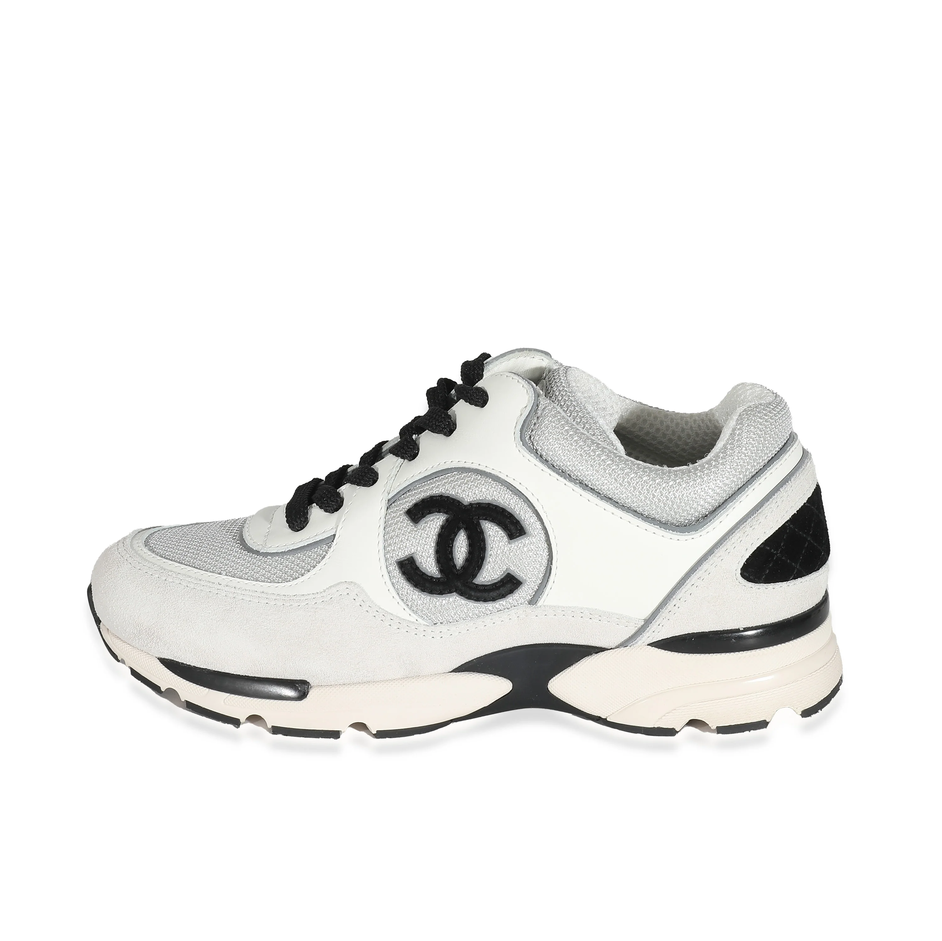 Chanel Mesh Suede Calfskin Grained CC Sneakers - Image 6