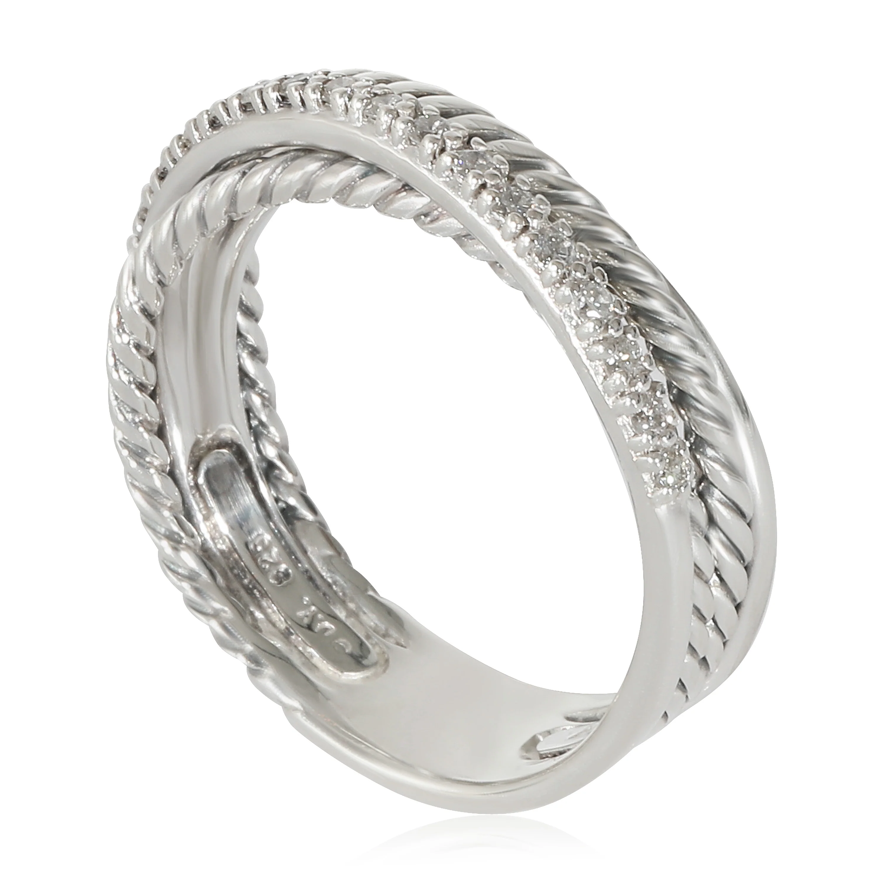 David Yurman Crossover Diamond Ring in Sterling Silver 0.18 CTW - Image 5