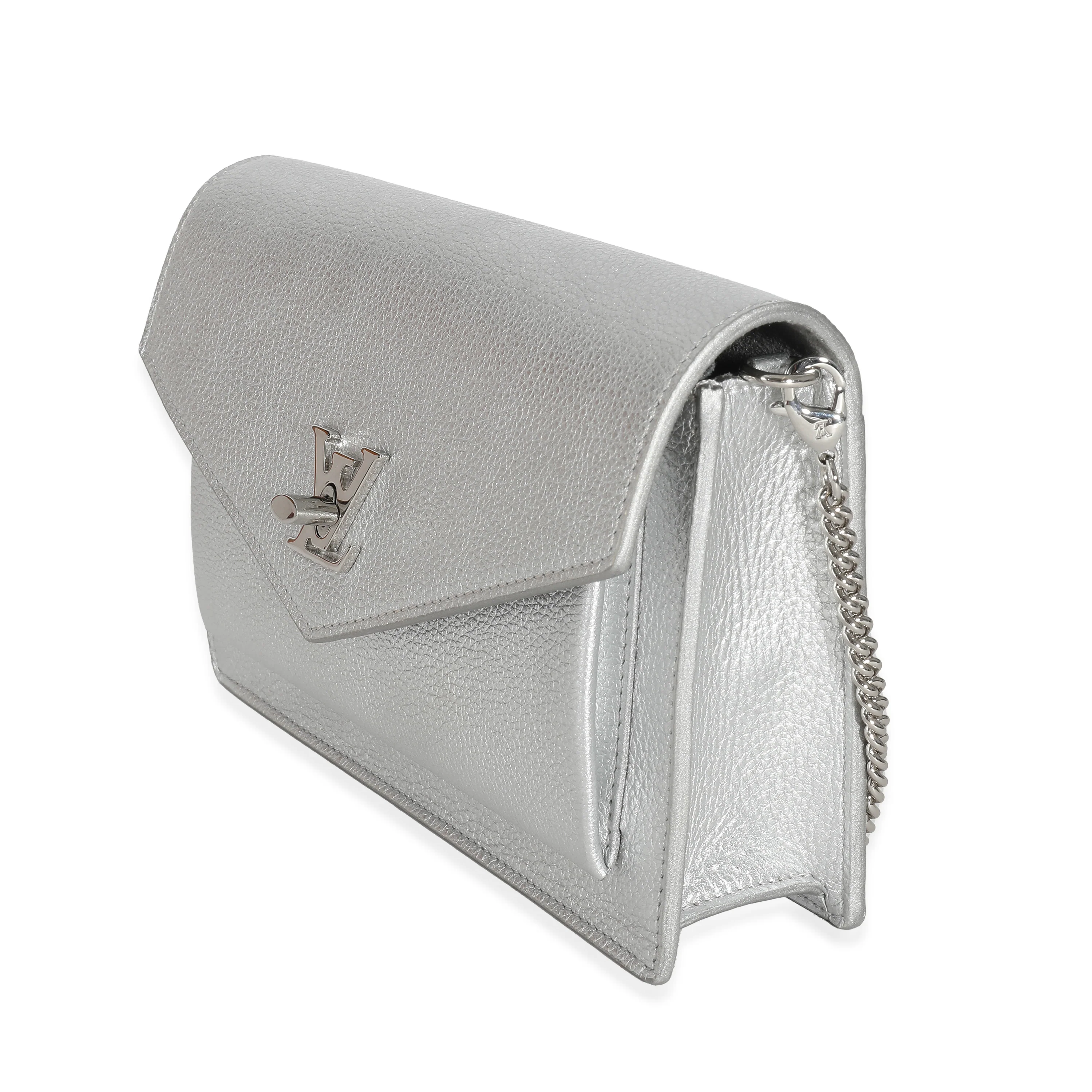 Louis Vuitton Silver Calfskin Mylockme Chain Pochette - Image 2