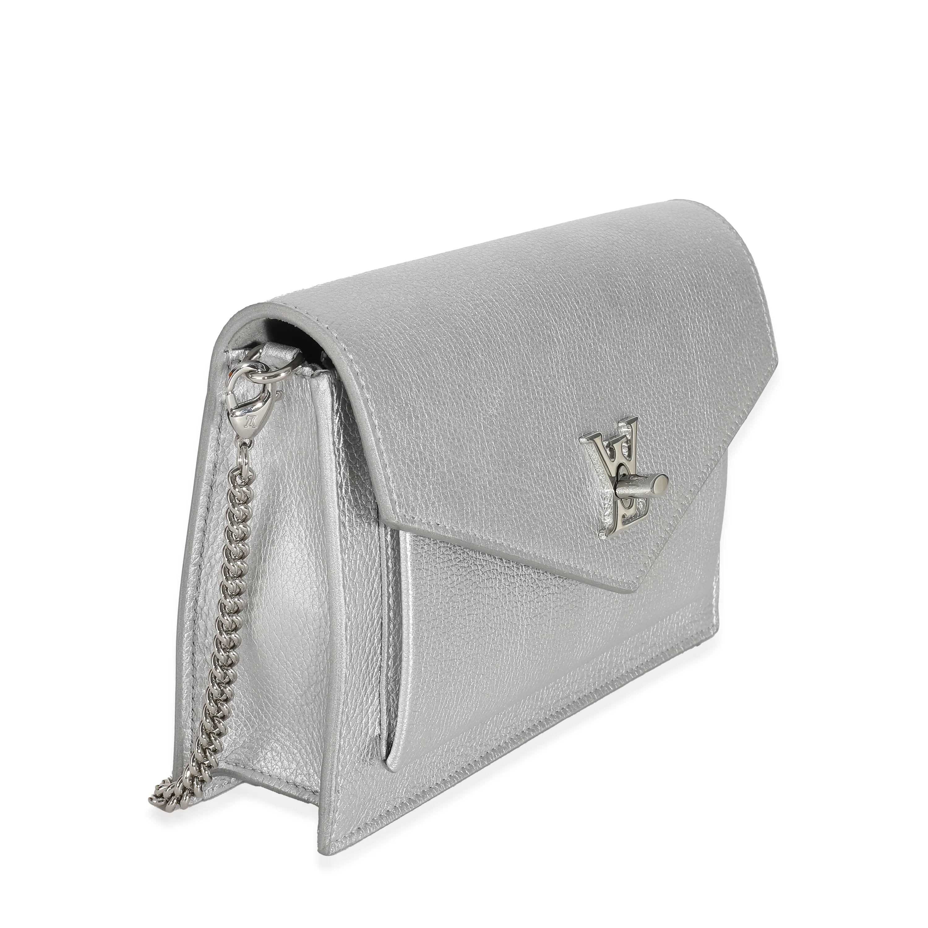 Louis Vuitton Silver Calfskin Mylockme Chain Pochette - Image 3