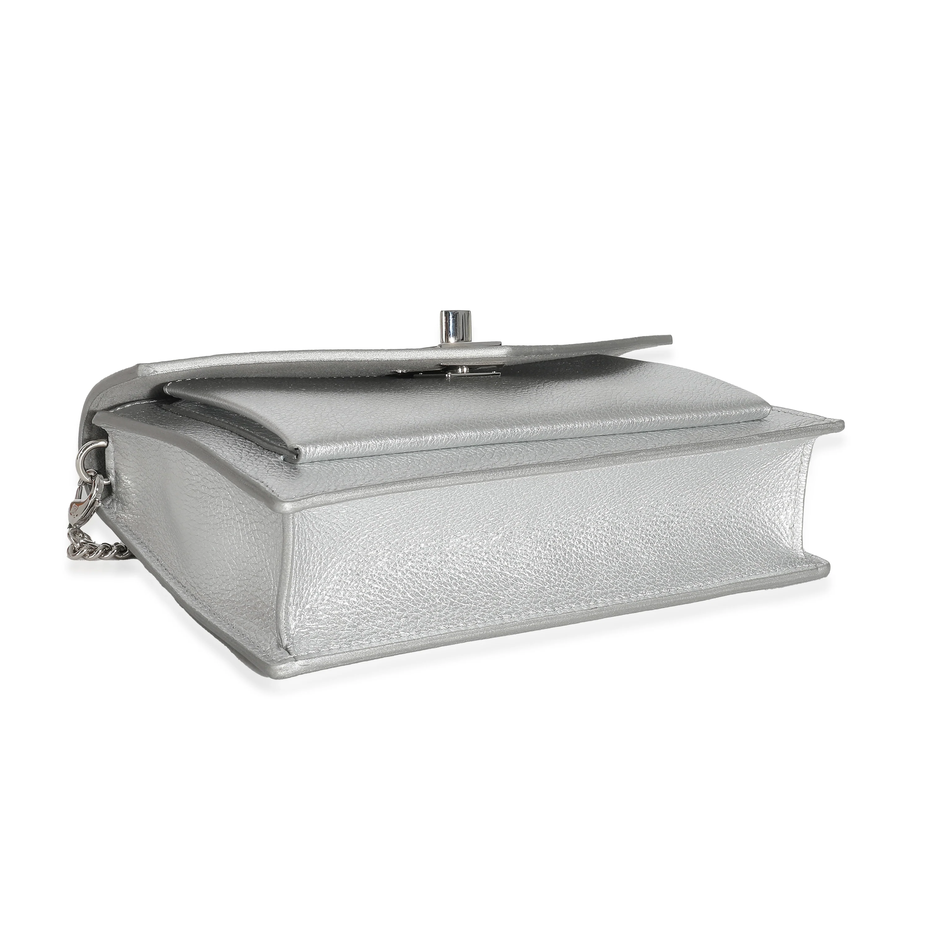 Louis Vuitton Silver Calfskin Mylockme Chain Pochette - Image 4