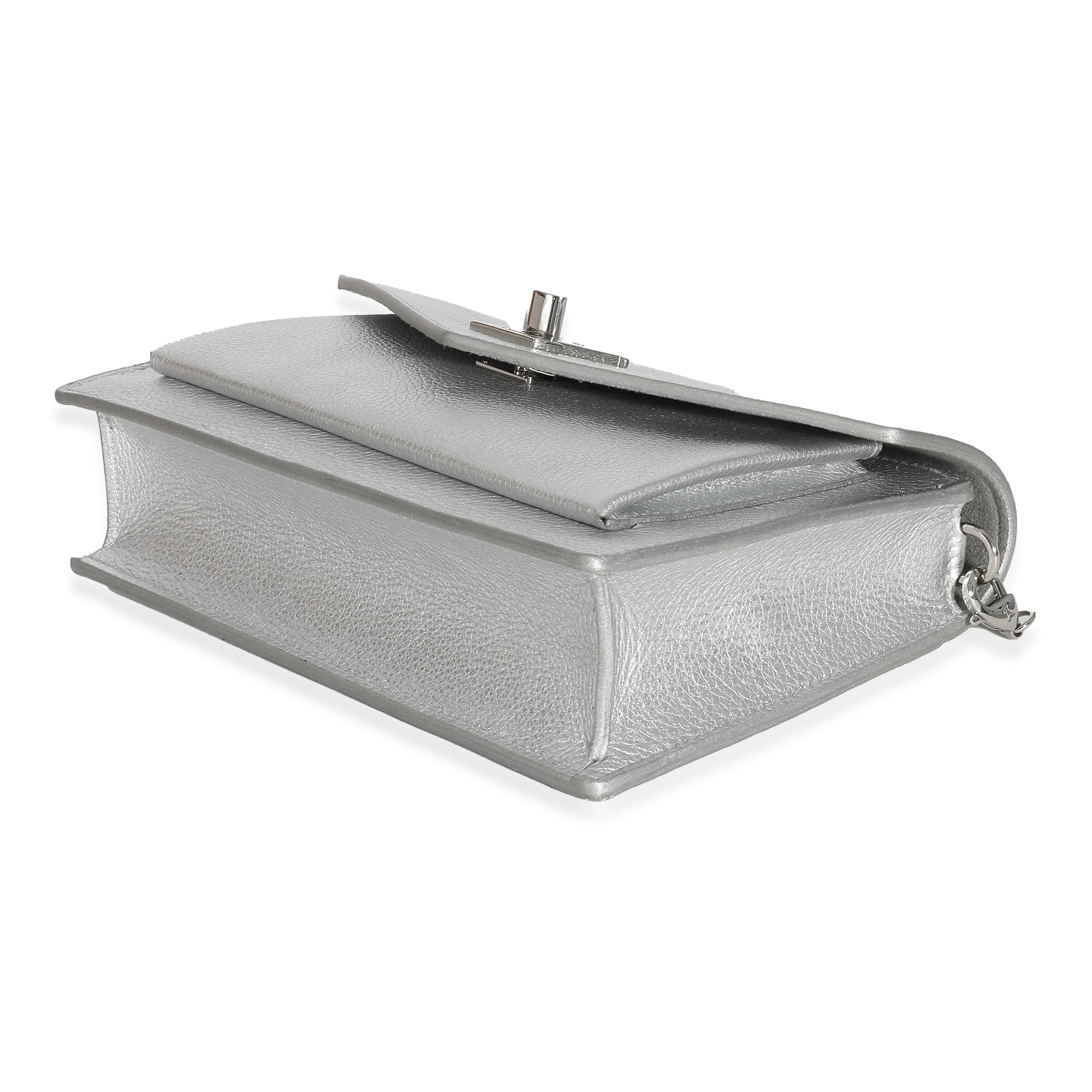 Louis Vuitton Silver Calfskin Mylockme Chain Pochette - Image 6