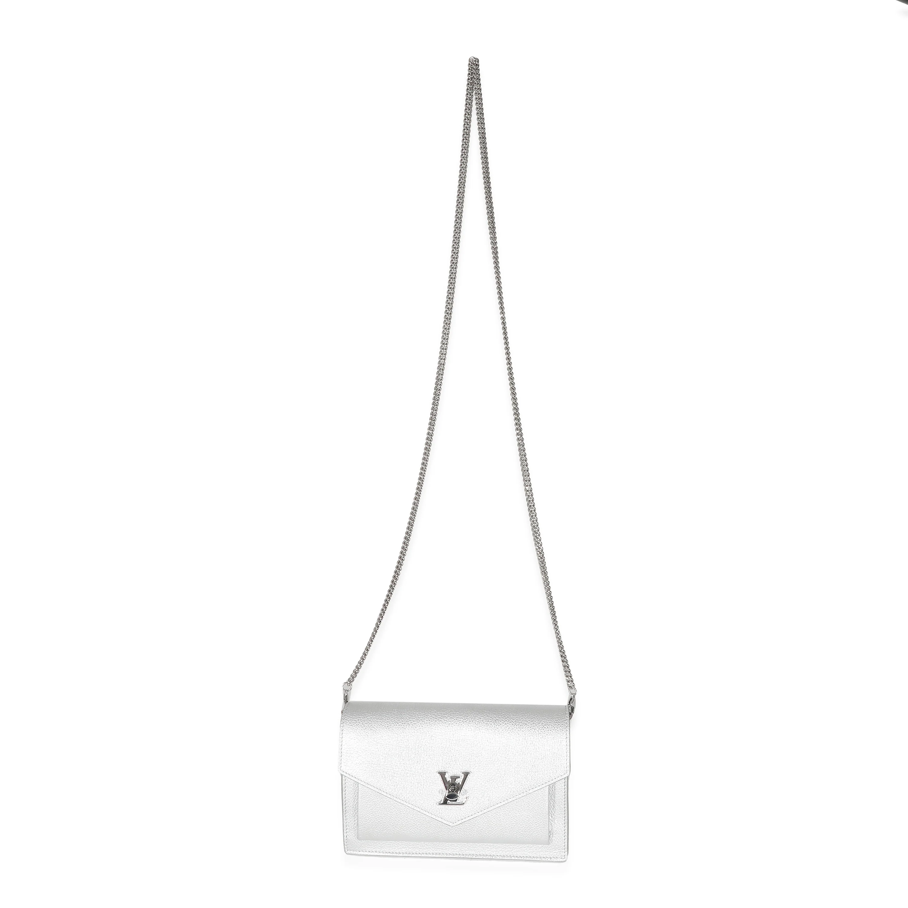 Louis Vuitton Silver Calfskin Mylockme Chain Pochette - Image 8