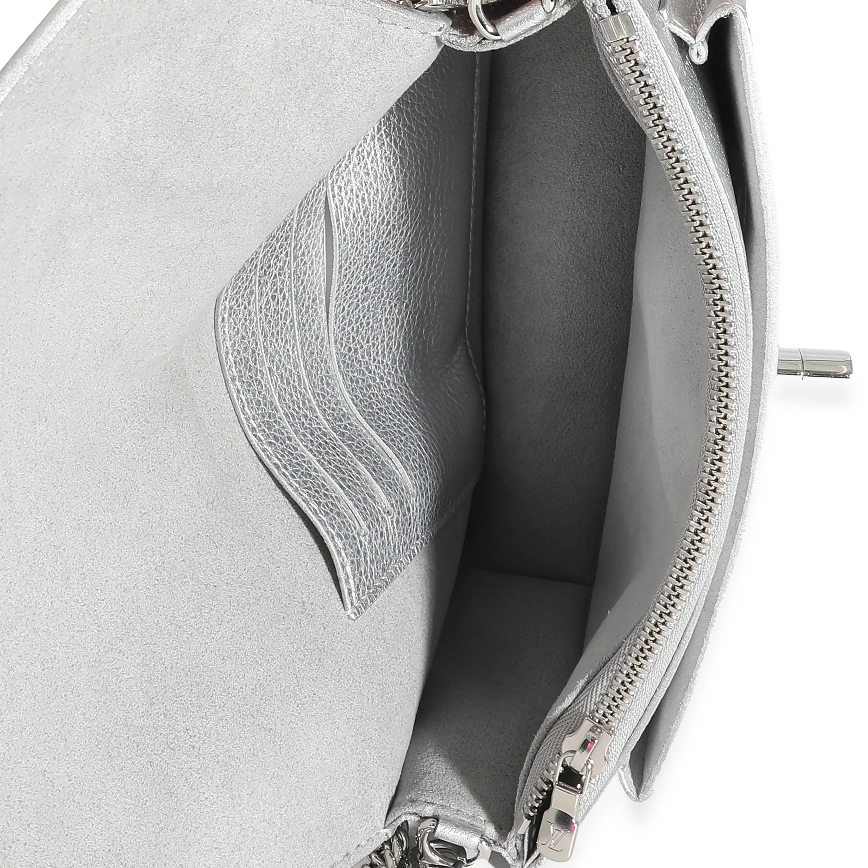 Louis Vuitton Silver Calfskin Mylockme Chain Pochette - Image 9