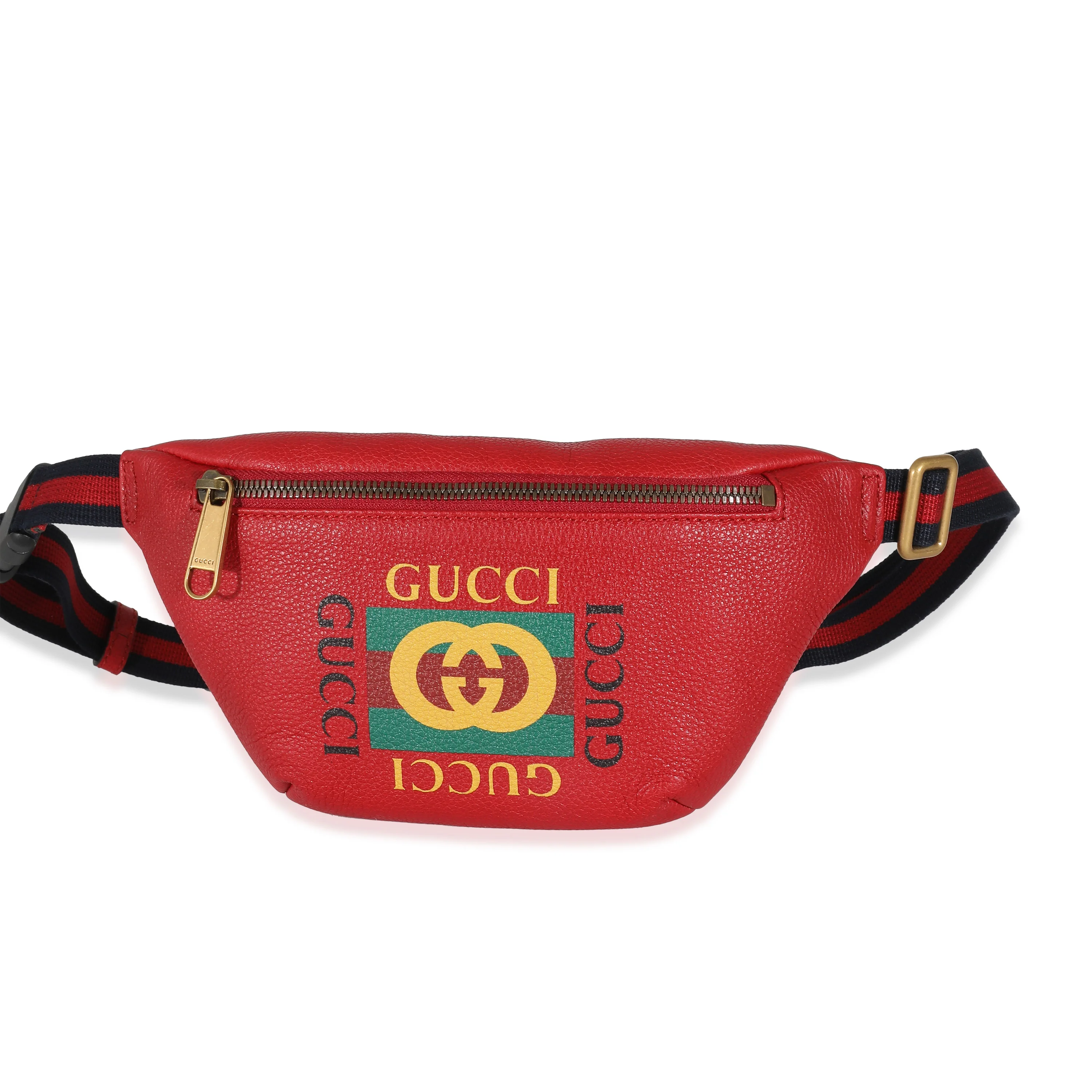 Gucci Red Leather Gucci Logo Bumbag