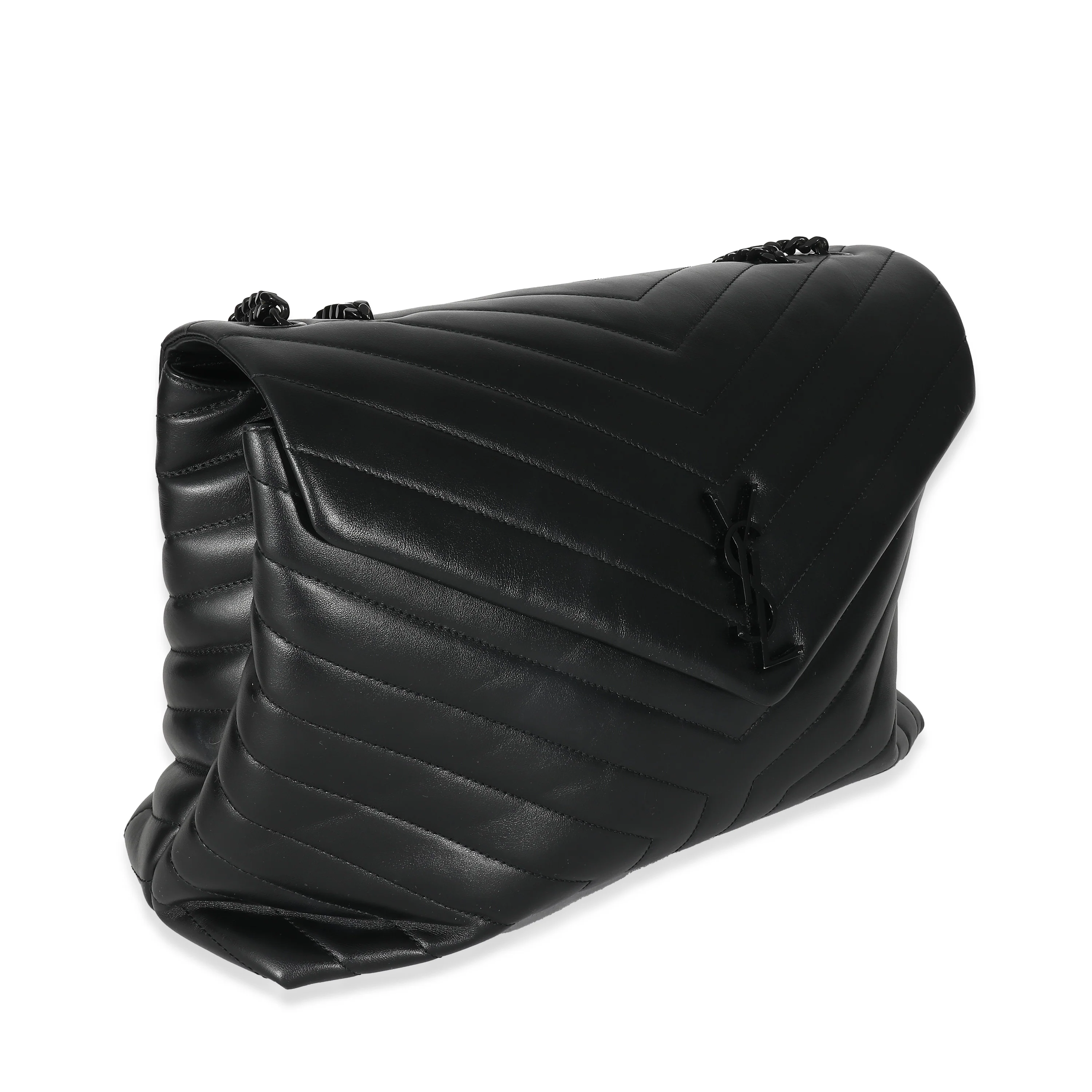 Saint Laurent Black Quilted Leather Large Loulou - Image 4