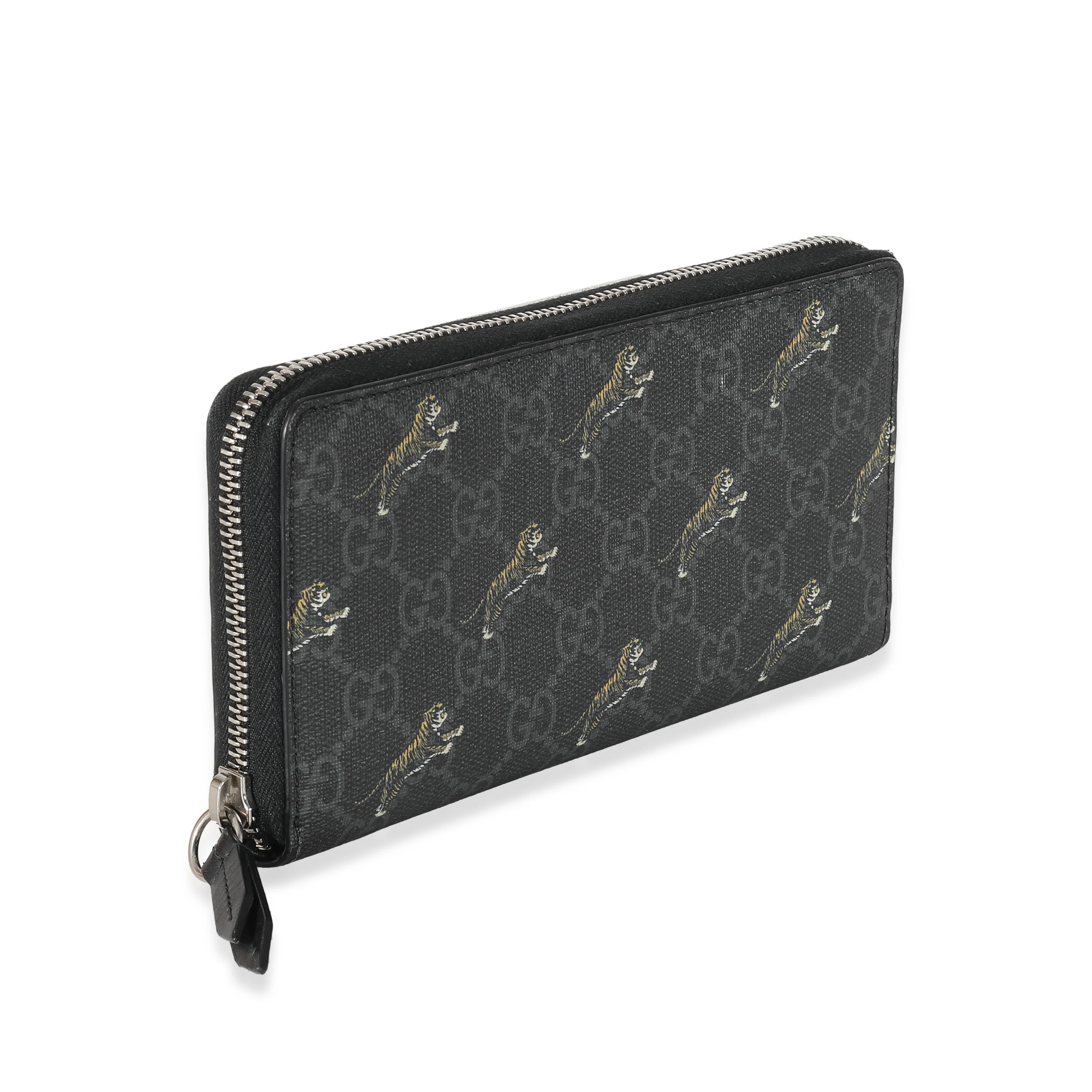 Gucci Black GG Supreme Canvas Tiger Zip Around Wallet - Image 3