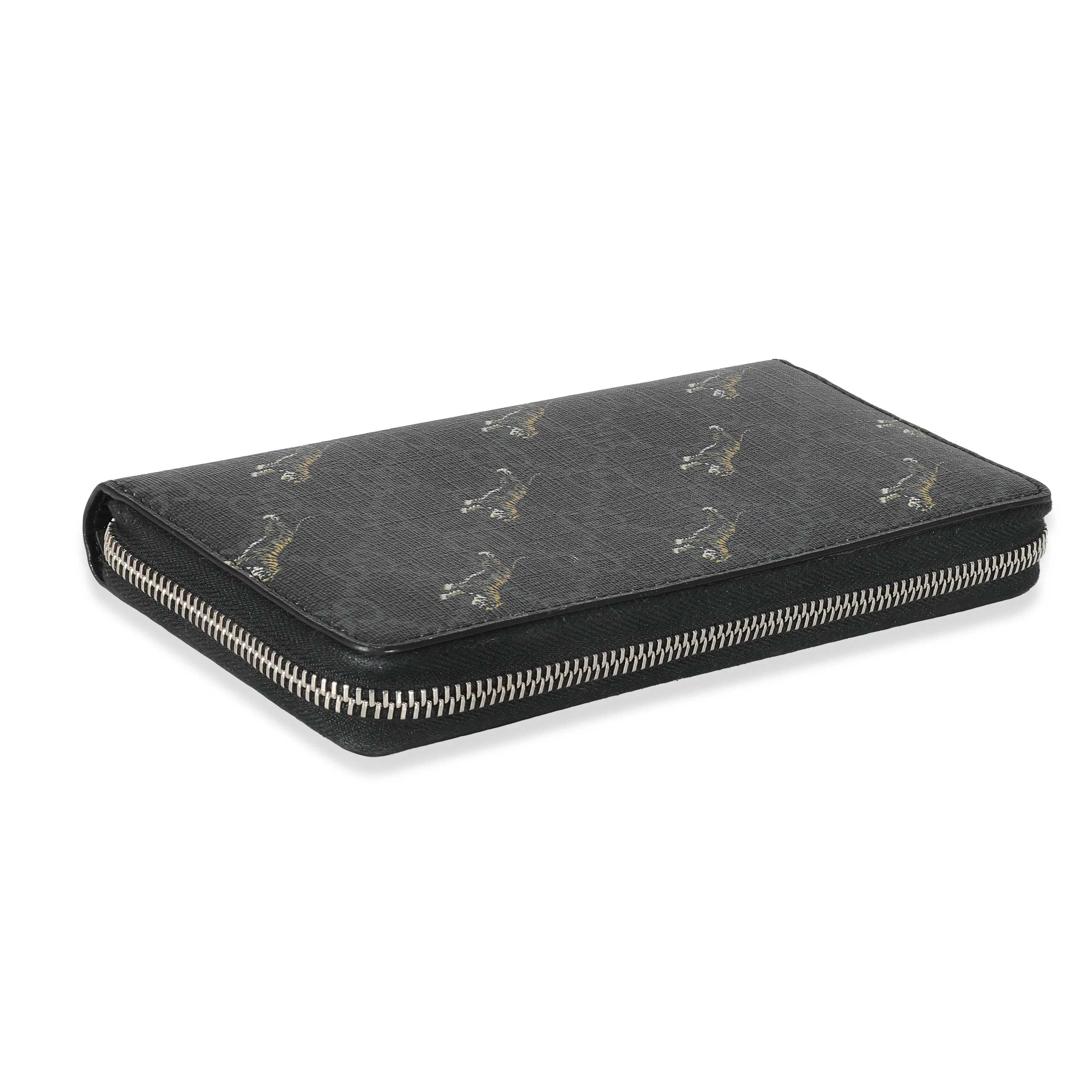 Gucci Black GG Supreme Canvas Tiger Zip Around Wallet - Image 4