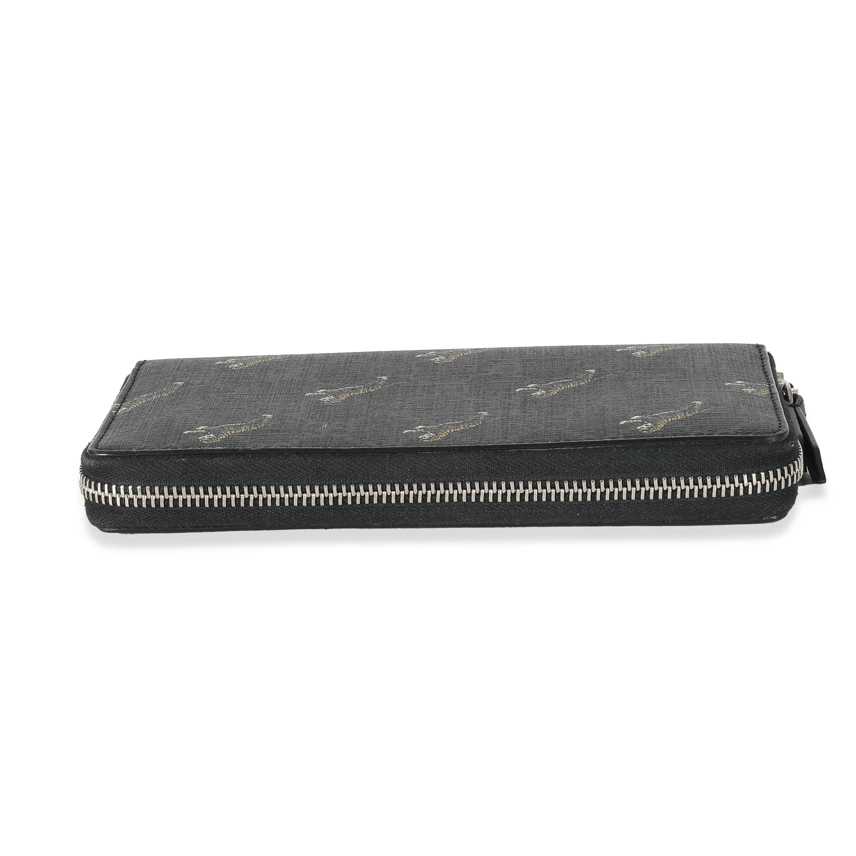 Gucci Black GG Supreme Canvas Tiger Zip Around Wallet - Image 7