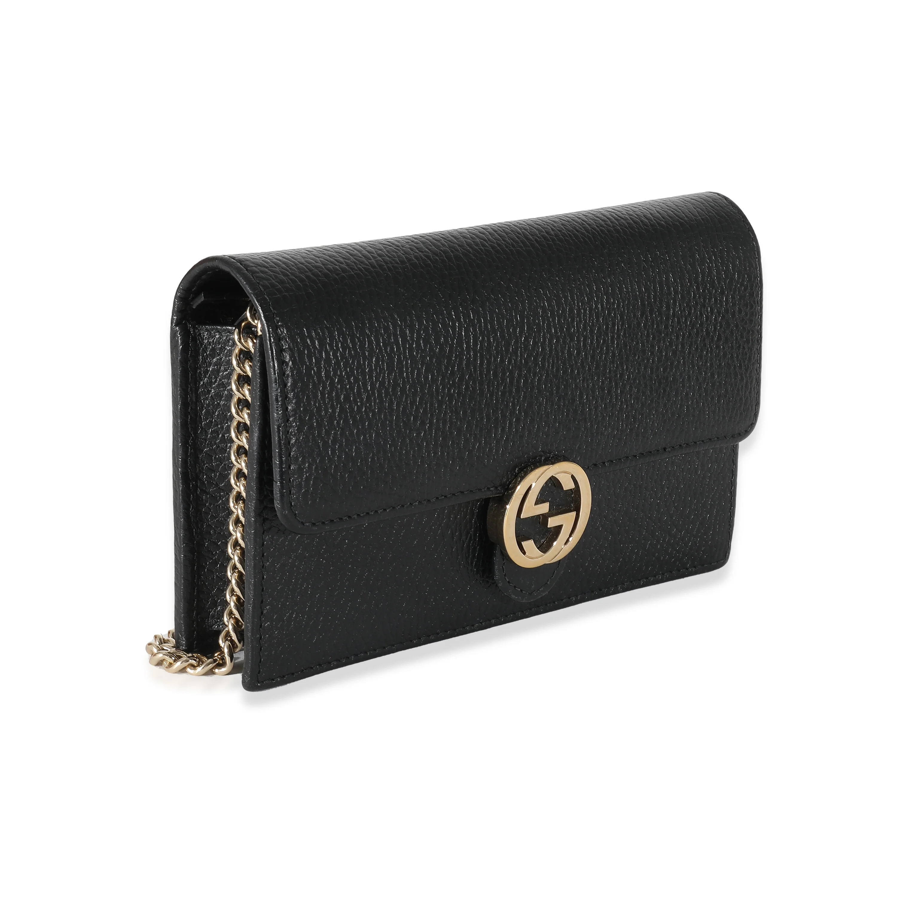 Gucci Black Dollar Calfskin Interlocking G Chain Wallet - Image 3