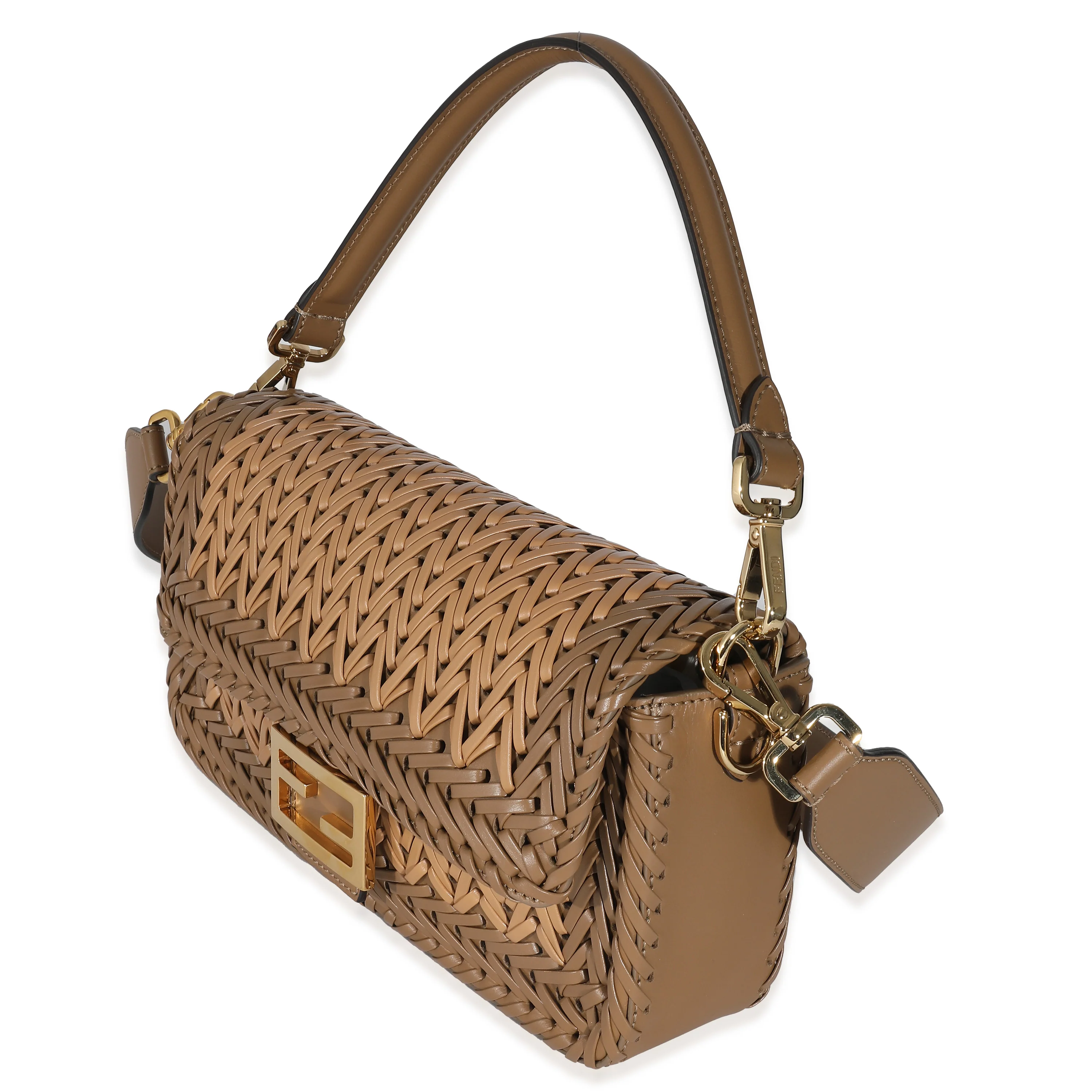 Fendi Sand and Brown Leather Interlaced Baguette - Image 2