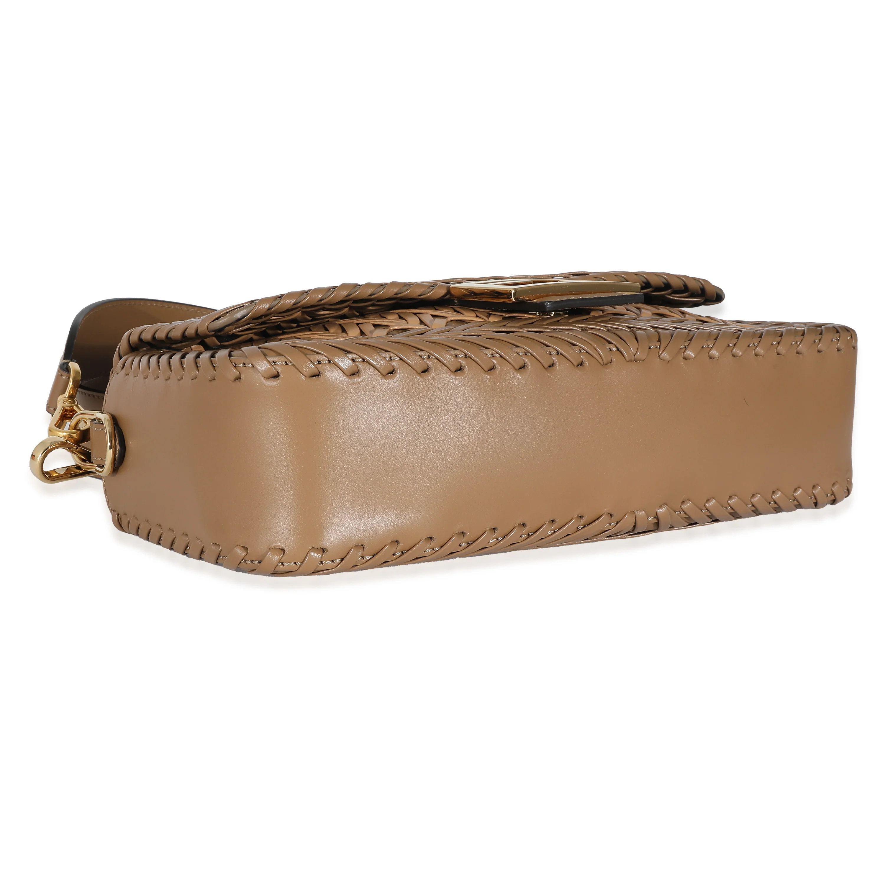 Fendi Sand and Brown Leather Interlaced Baguette - Image 4