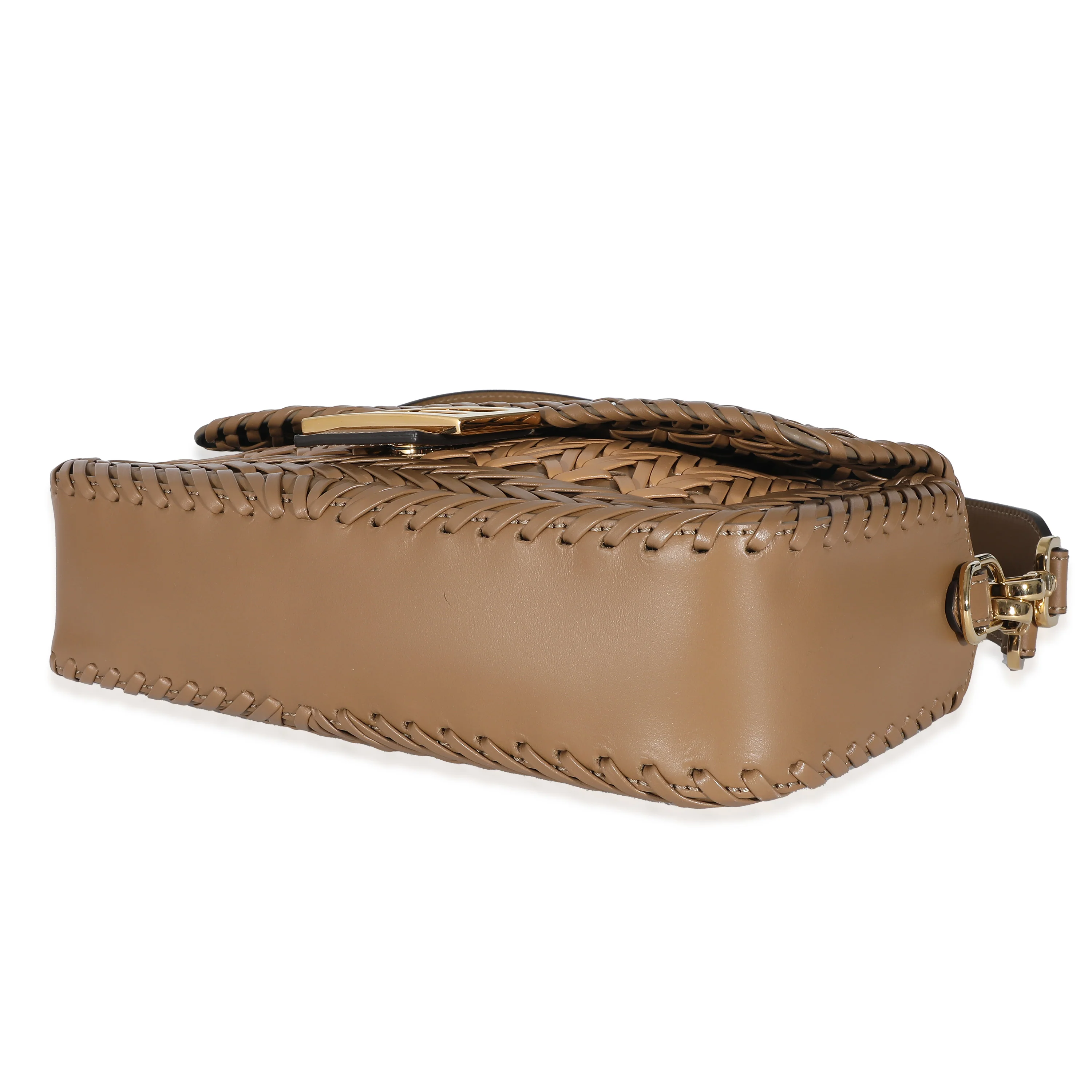 Fendi Sand and Brown Leather Interlaced Baguette - Image 6