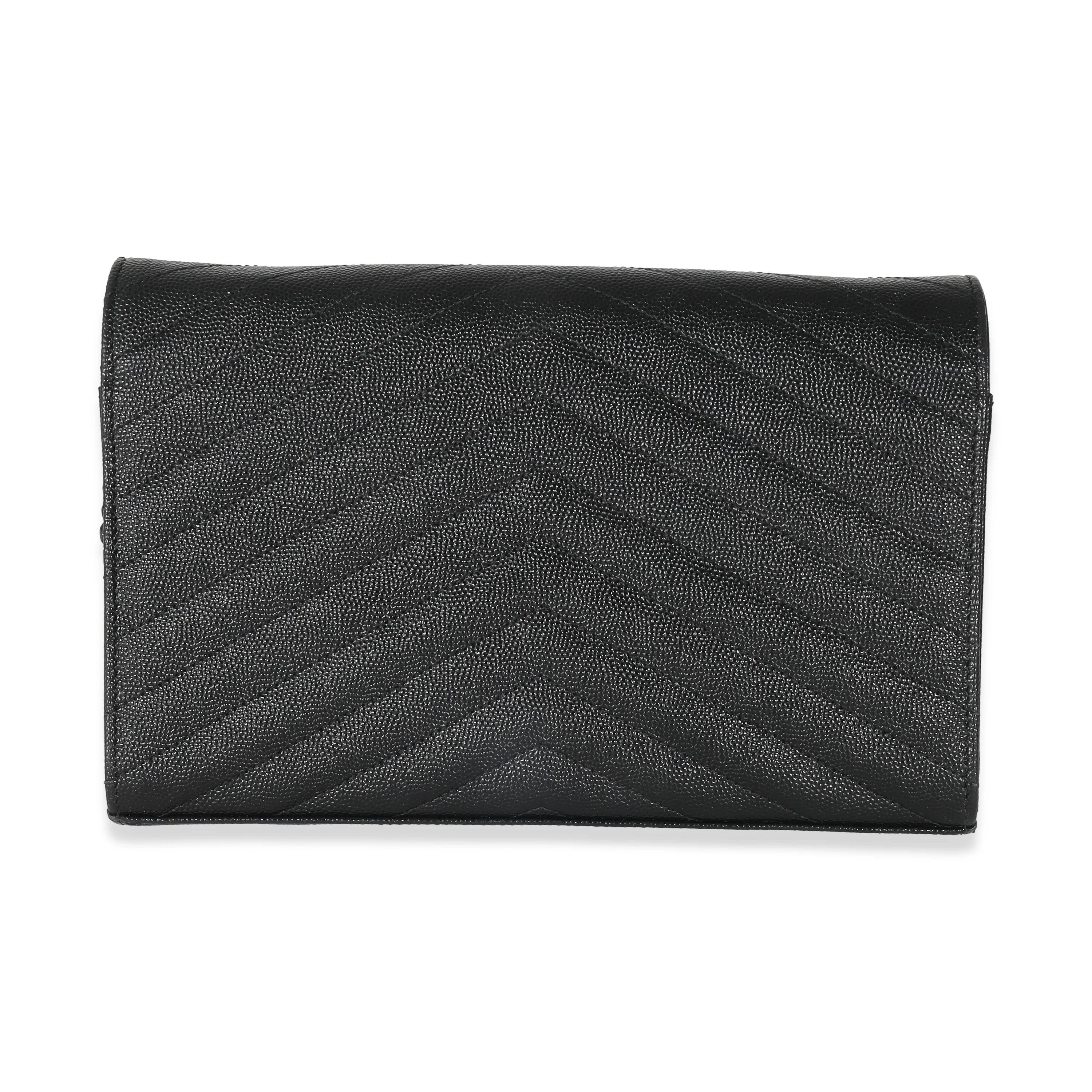 Saint Laurent Black Grain De Poudre Casandra Chain Wallet - Image 5