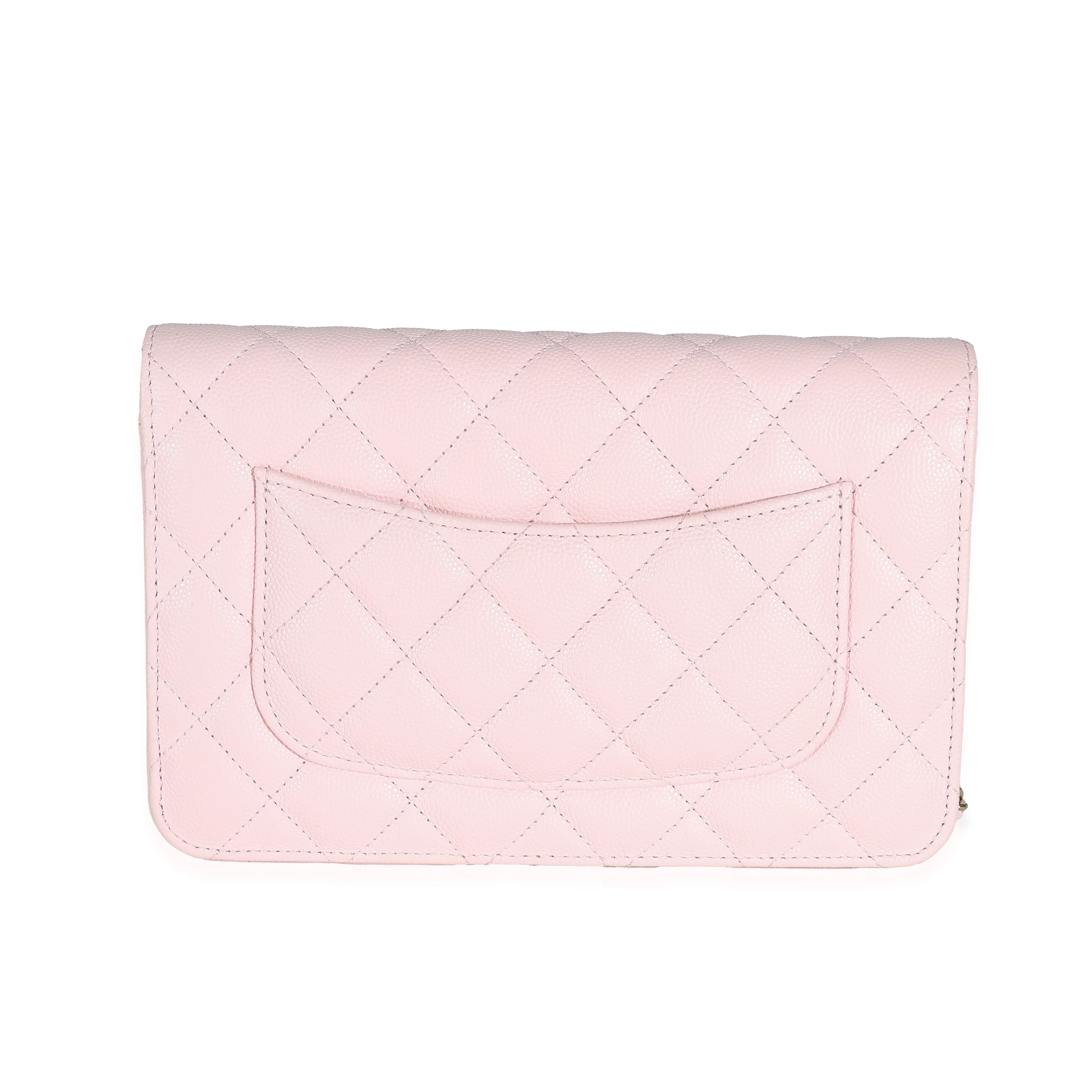 Chanel Pink Quilted Caviar Wallet On Chain - Image 5