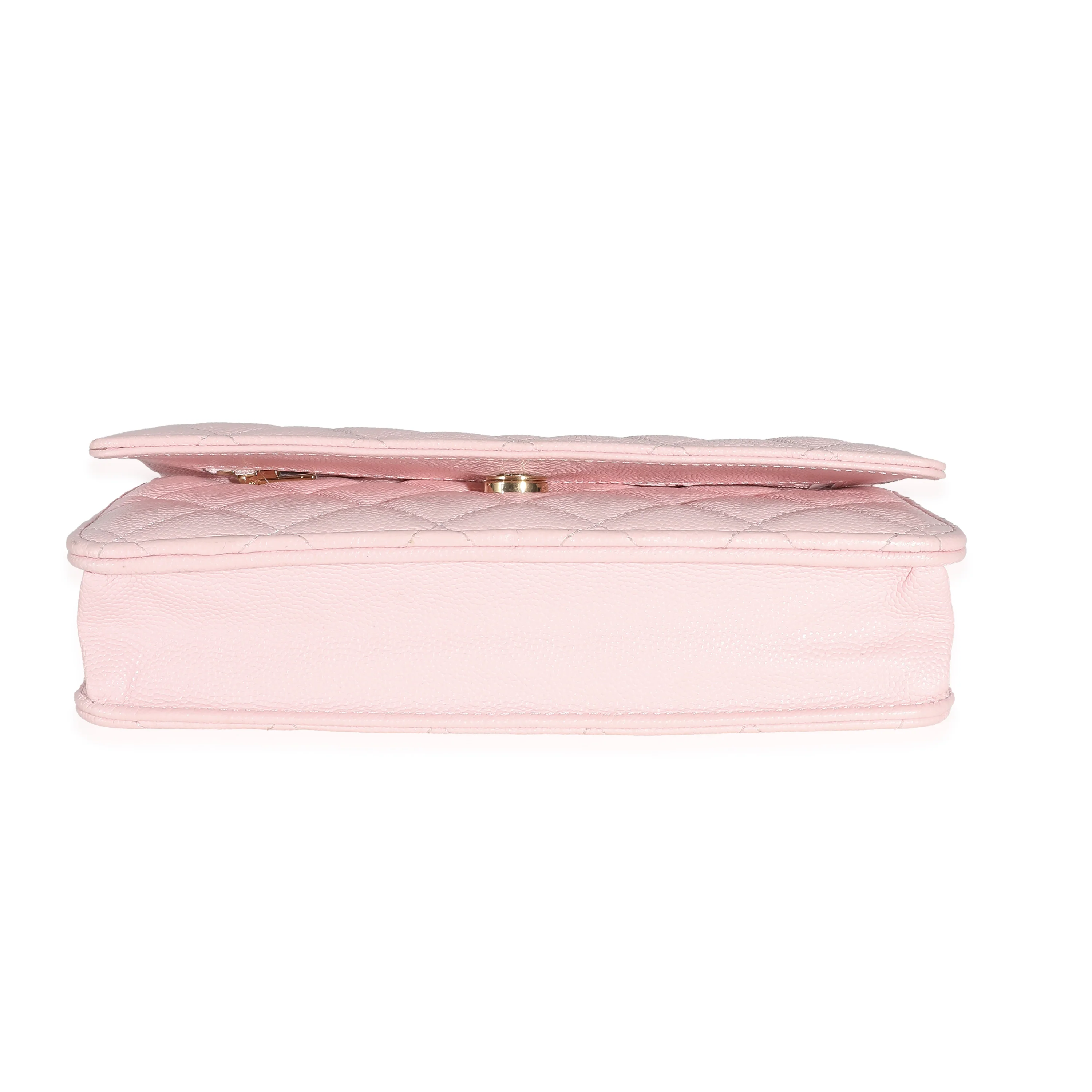 Chanel Pink Quilted Caviar Wallet On Chain - Image 7