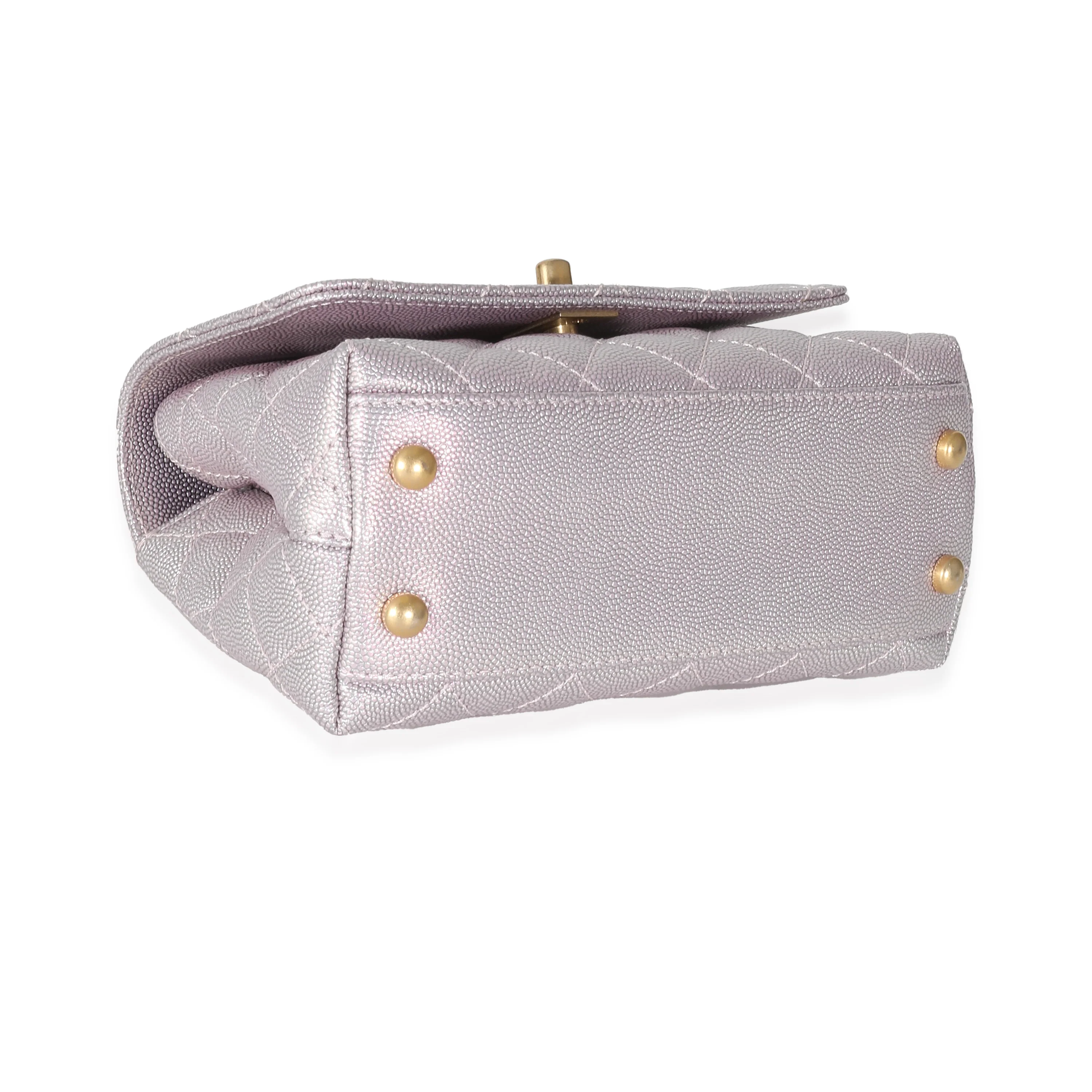 Chanel Metallic Purple Quilted Caviar Extra Mini Coco Top Handle - Image 4