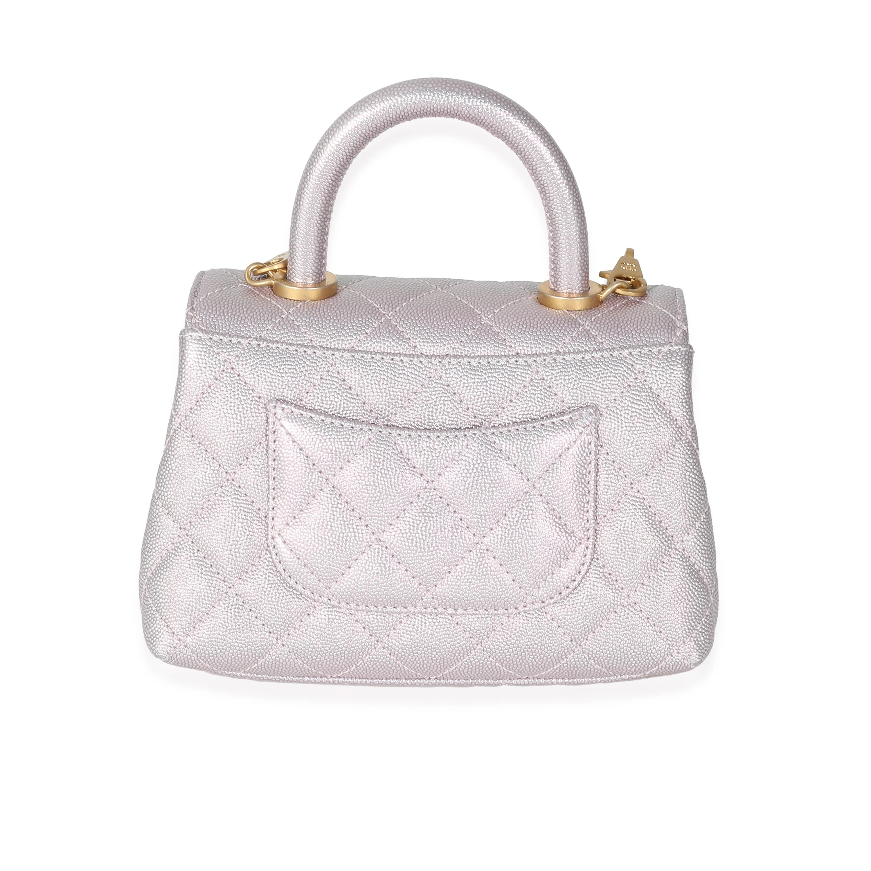 Chanel Metallic Purple Quilted Caviar Extra Mini Coco Top Handle - Image 5