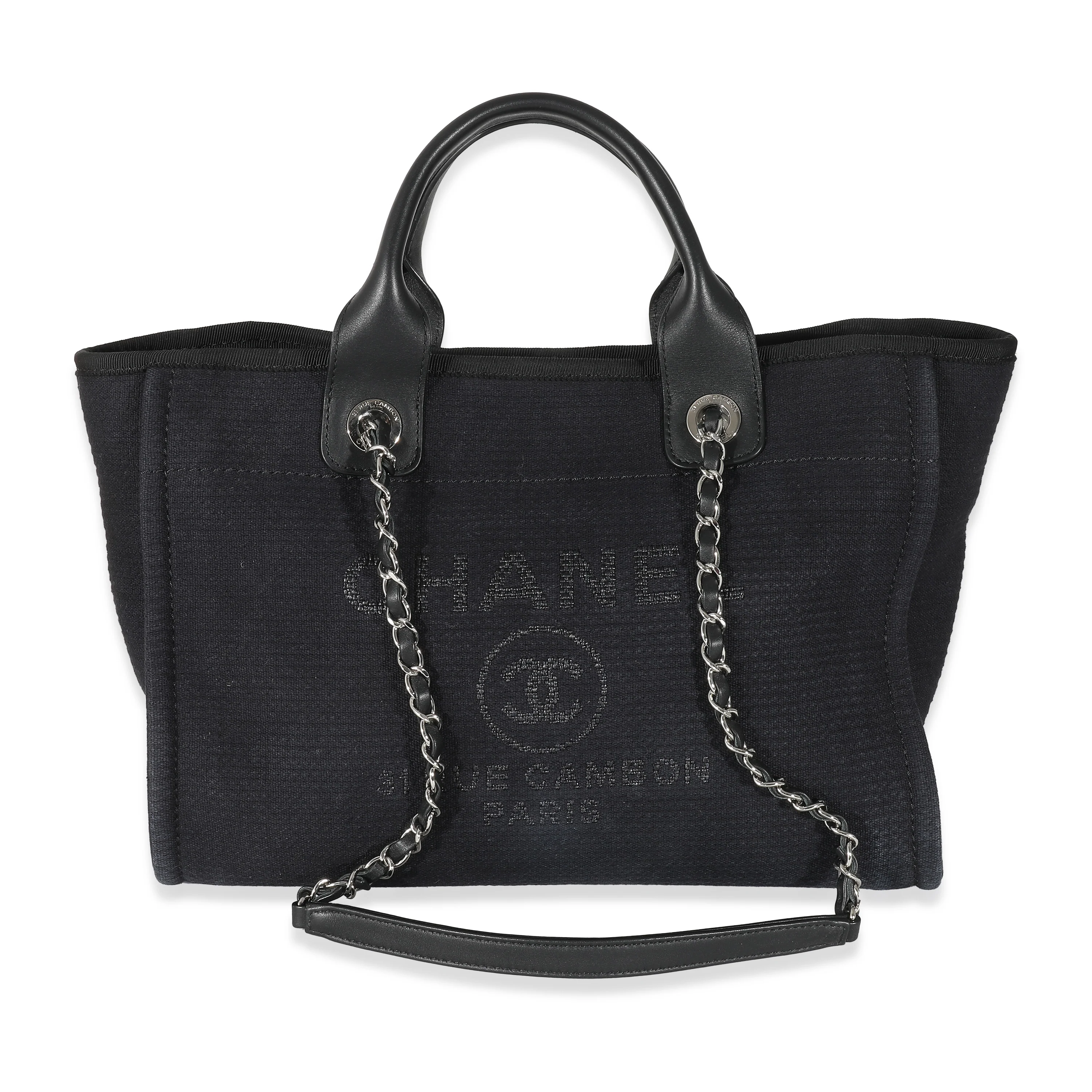 Chanel Black Canvas Small Deauville Tote