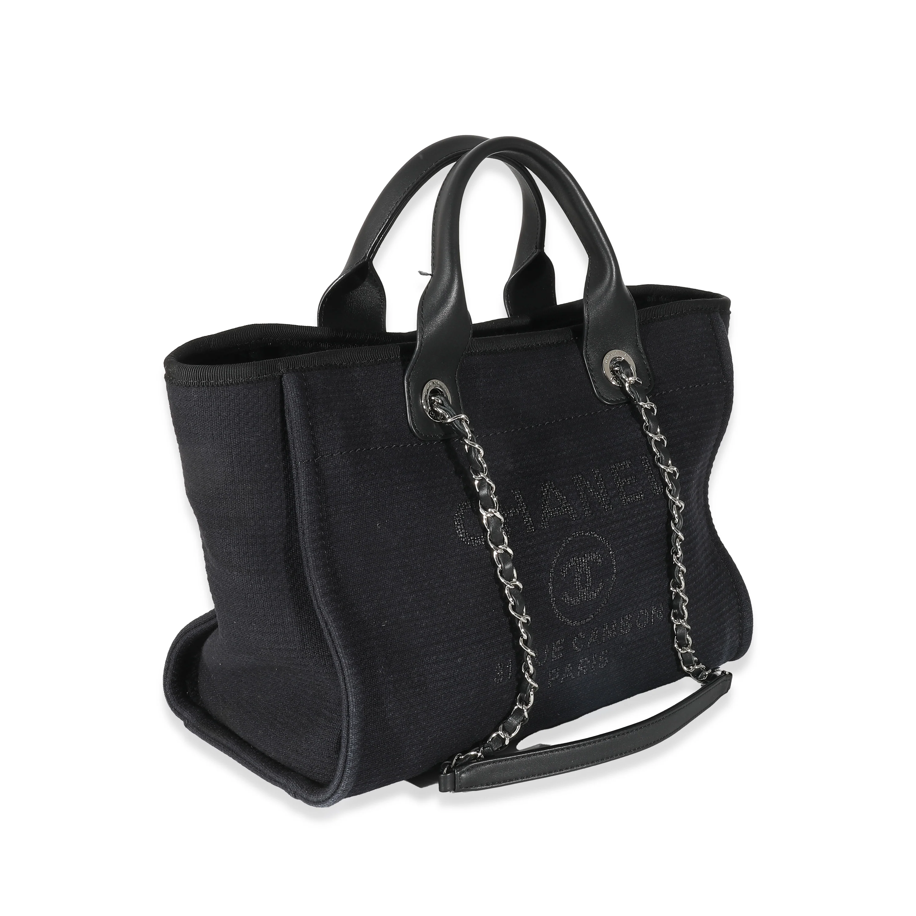 Chanel Black Canvas Small Deauville Tote - Image 3