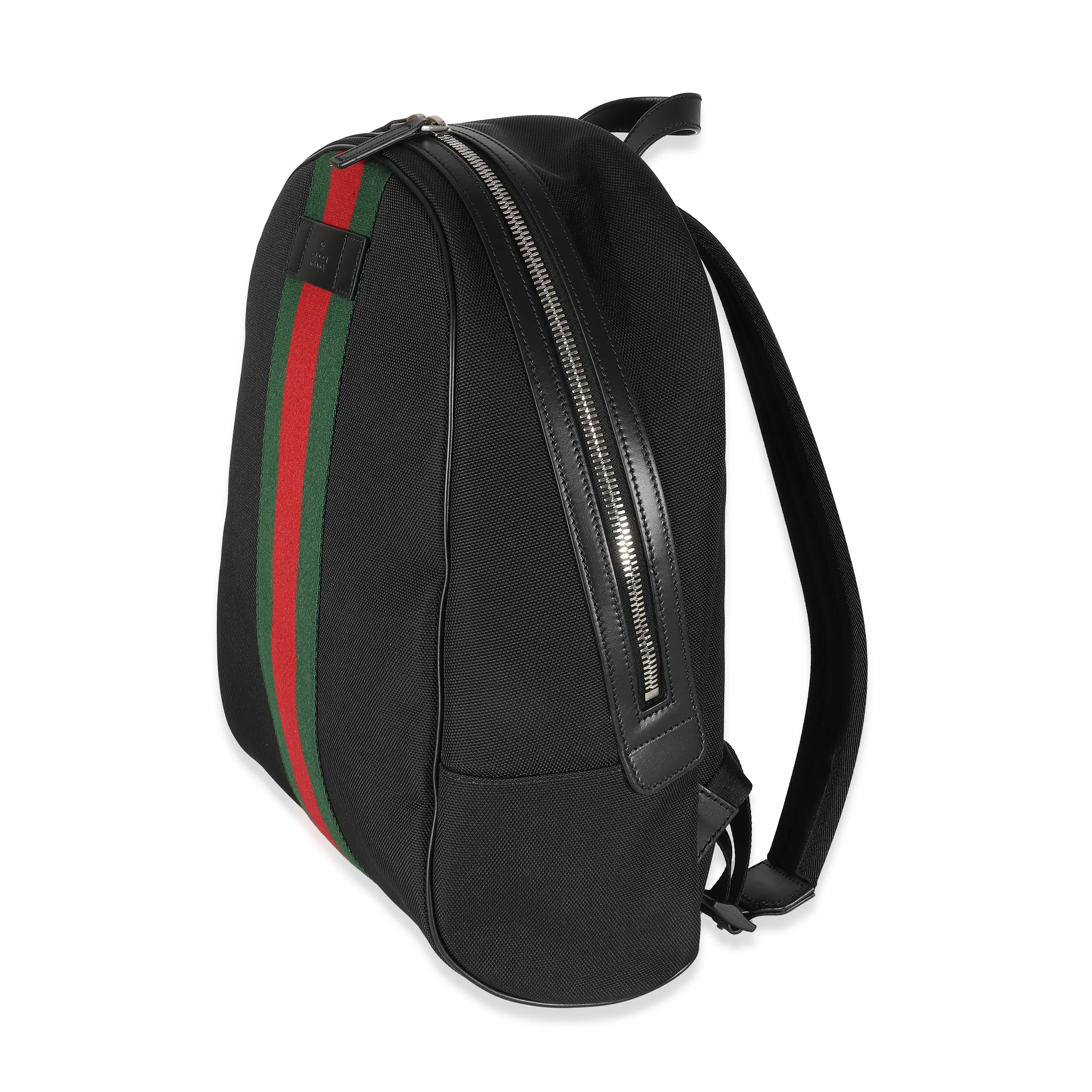 Gucci Black Canvas Web Stripe Backpack - Image 2