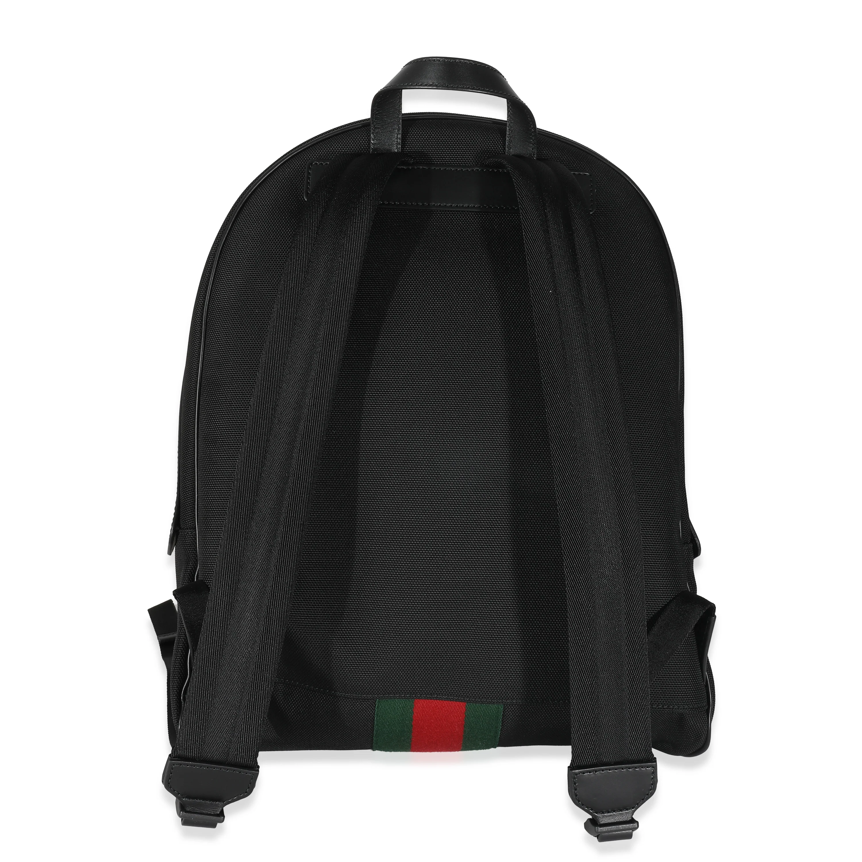Gucci Black Canvas Web Stripe Backpack - Image 5