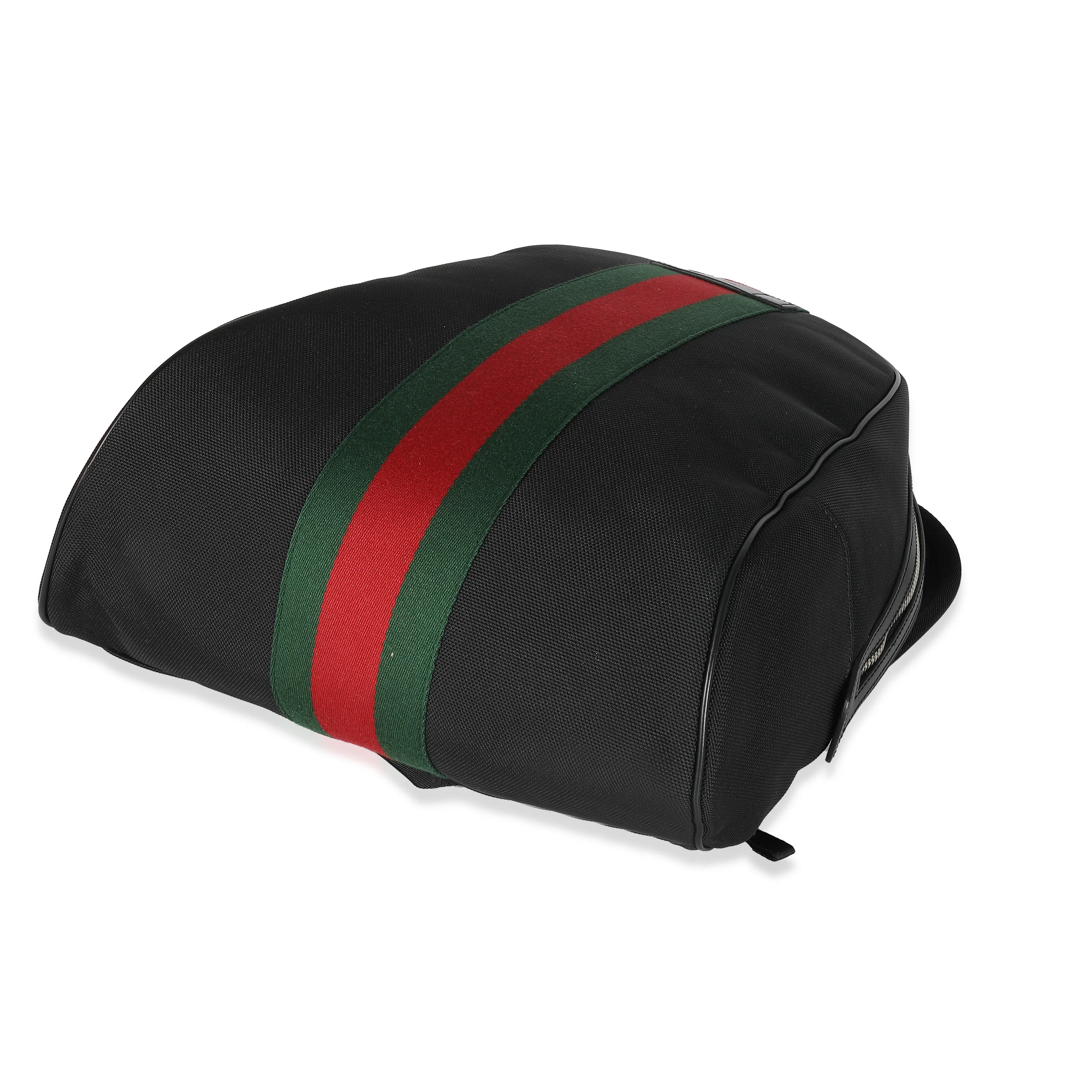 Gucci Black Canvas Web Stripe Backpack - Image 6