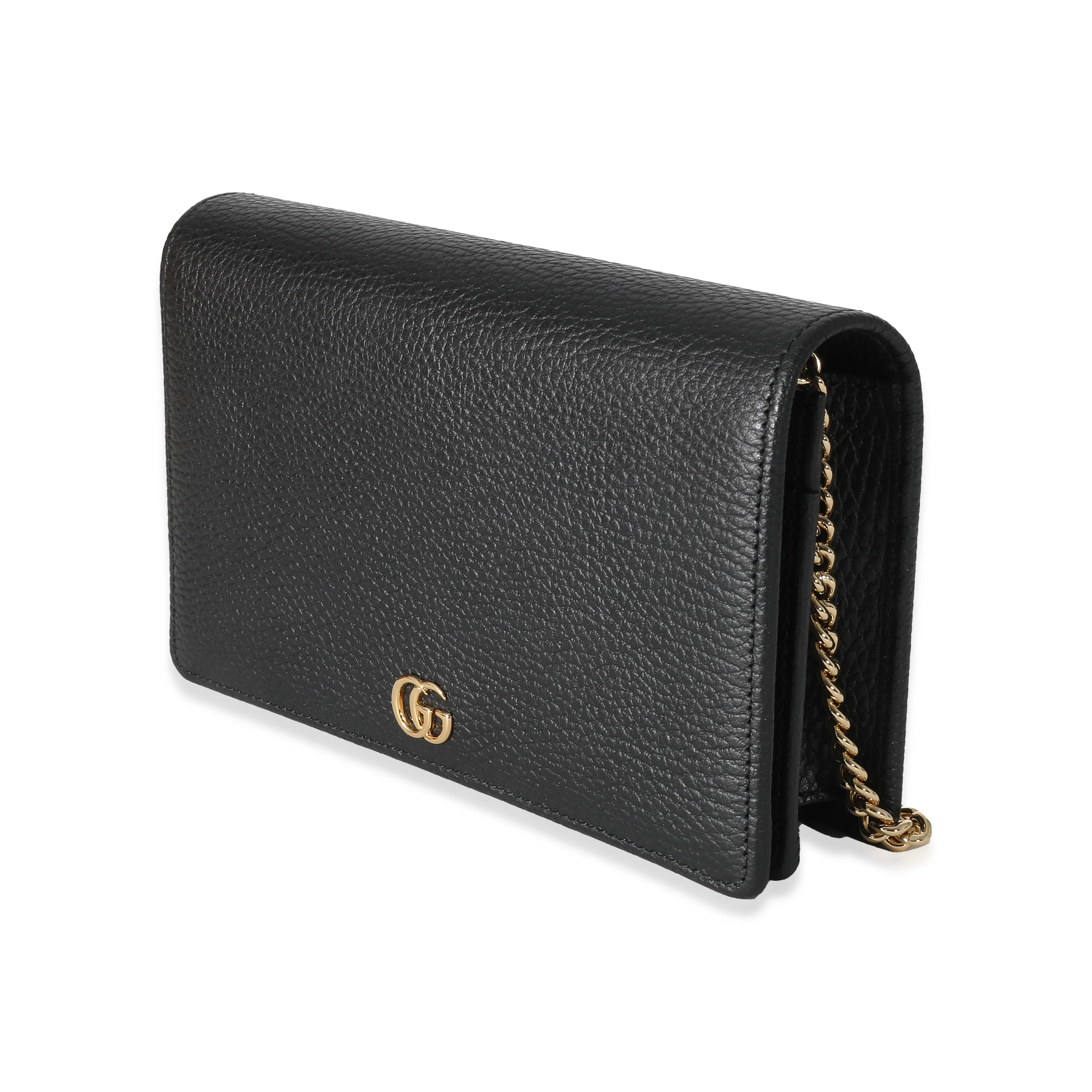Gucci Black Textured Leather GG Marmont Mini Chain Bag - Image 2
